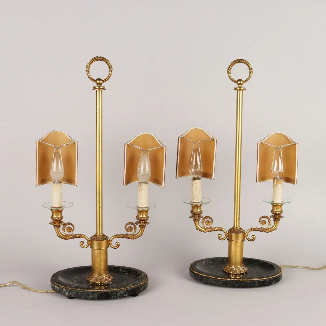 Vintage Table Lamps First Half '900 Gilded Bronze Marble Lamps - Europe First Half of the 20th Century | Antiques | Fancy Goods
