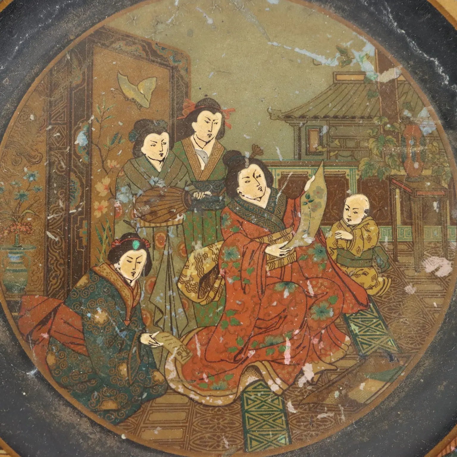 Tray in Paper Maché Asian Decoration England Late '800 - England Late 19th Century | Antiques | Fancy Goods