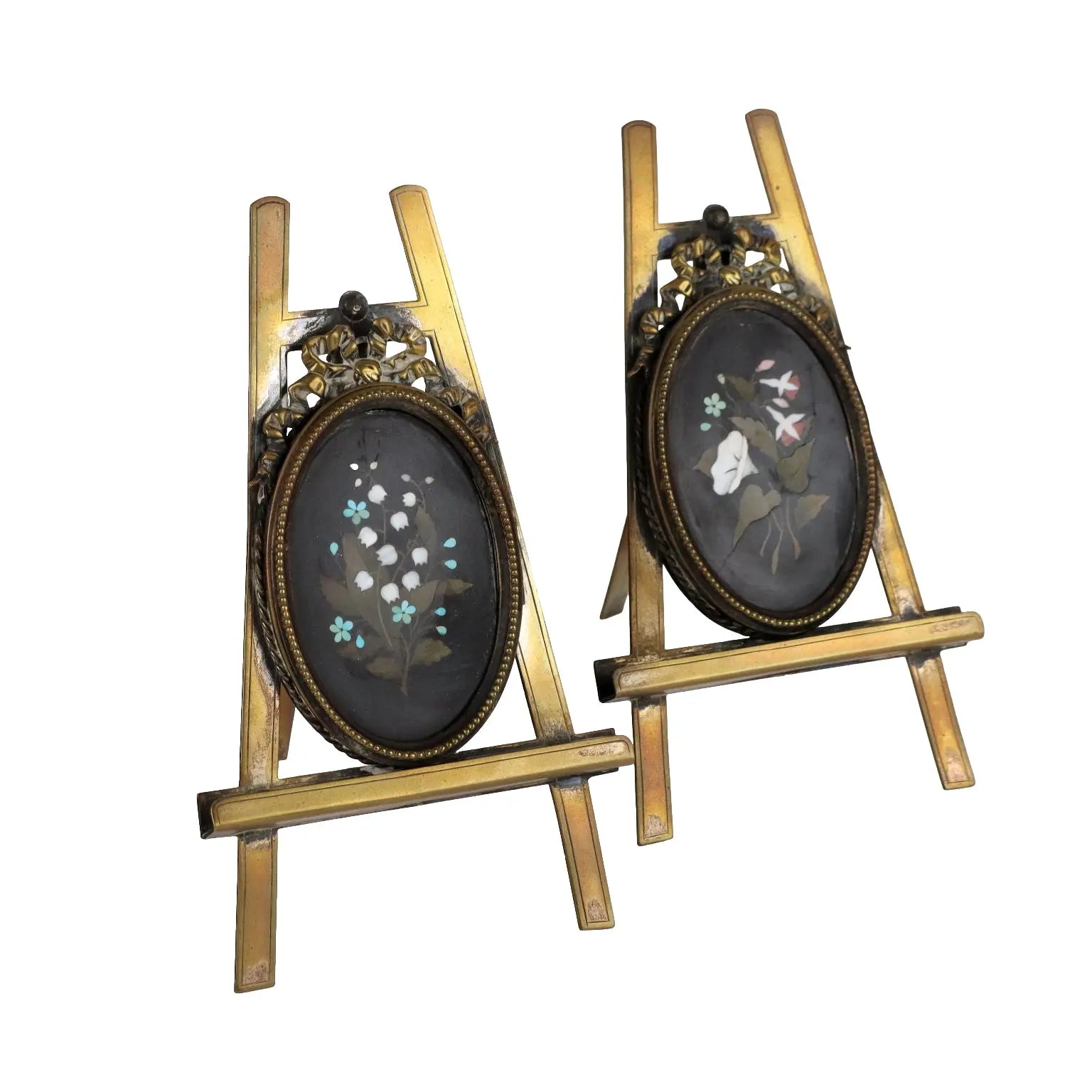 Pair of Ancient Portrait Holders Late XIX Century Bronze Hard Stones E - Italy, Late XIX Century | Antiques | Fancy Goods