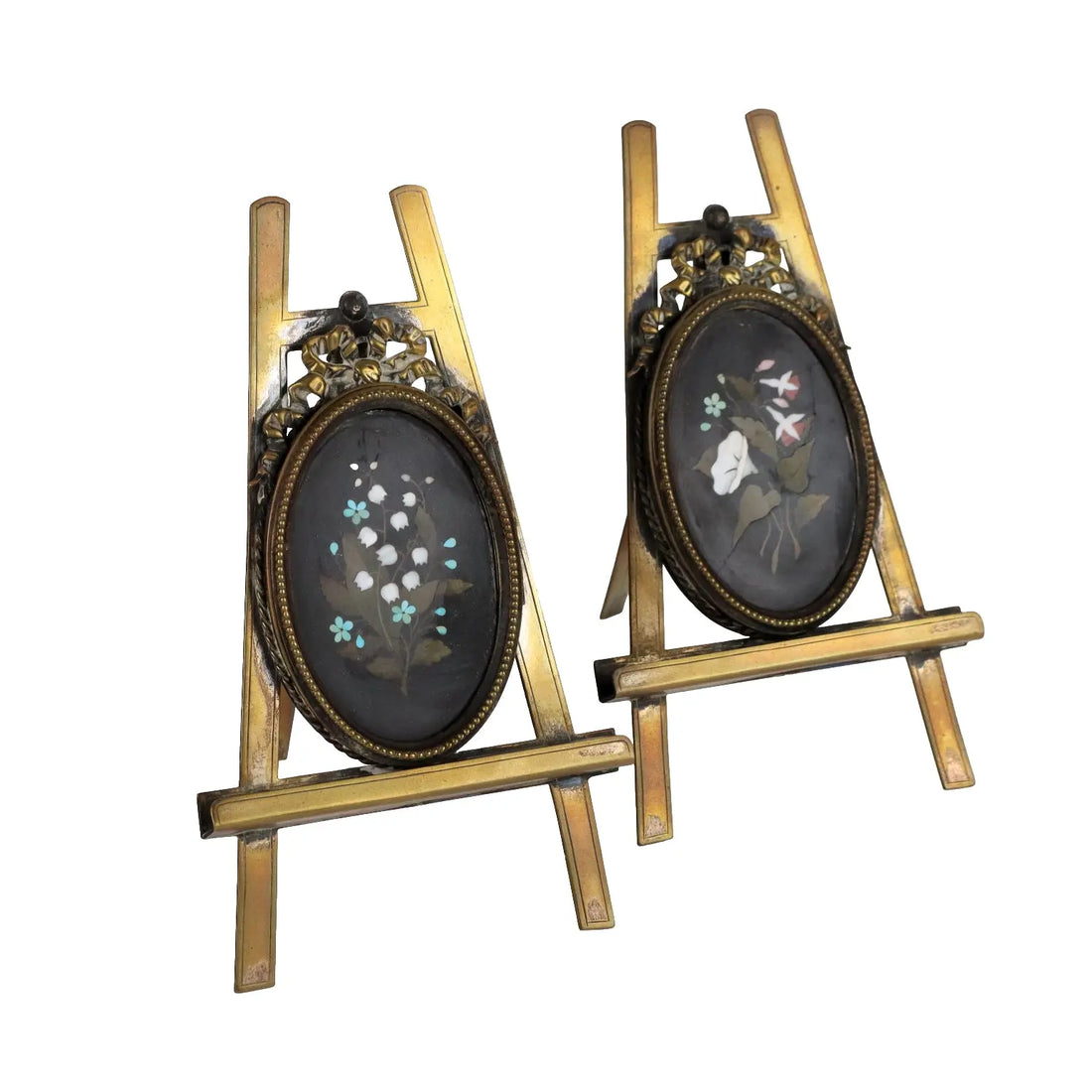 Pair of Ancient Portrait Holders Late XIX Century Bronze Hard Stones E - Italy, Late XIX Century | Antiques | Fancy Goods