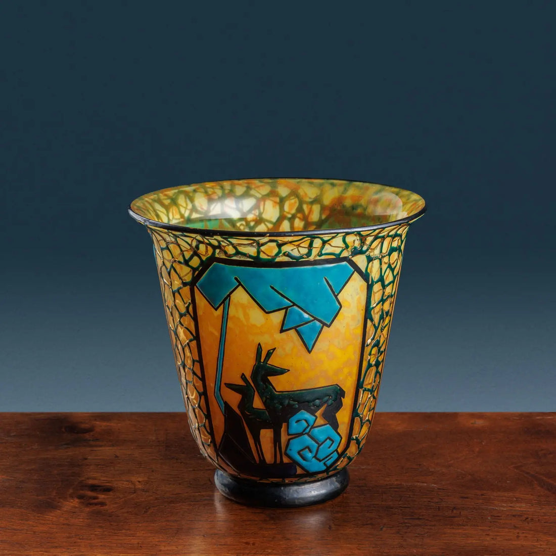 Anique Archer and Deer Vase Marcel Goupy Glass Paris 1925-28