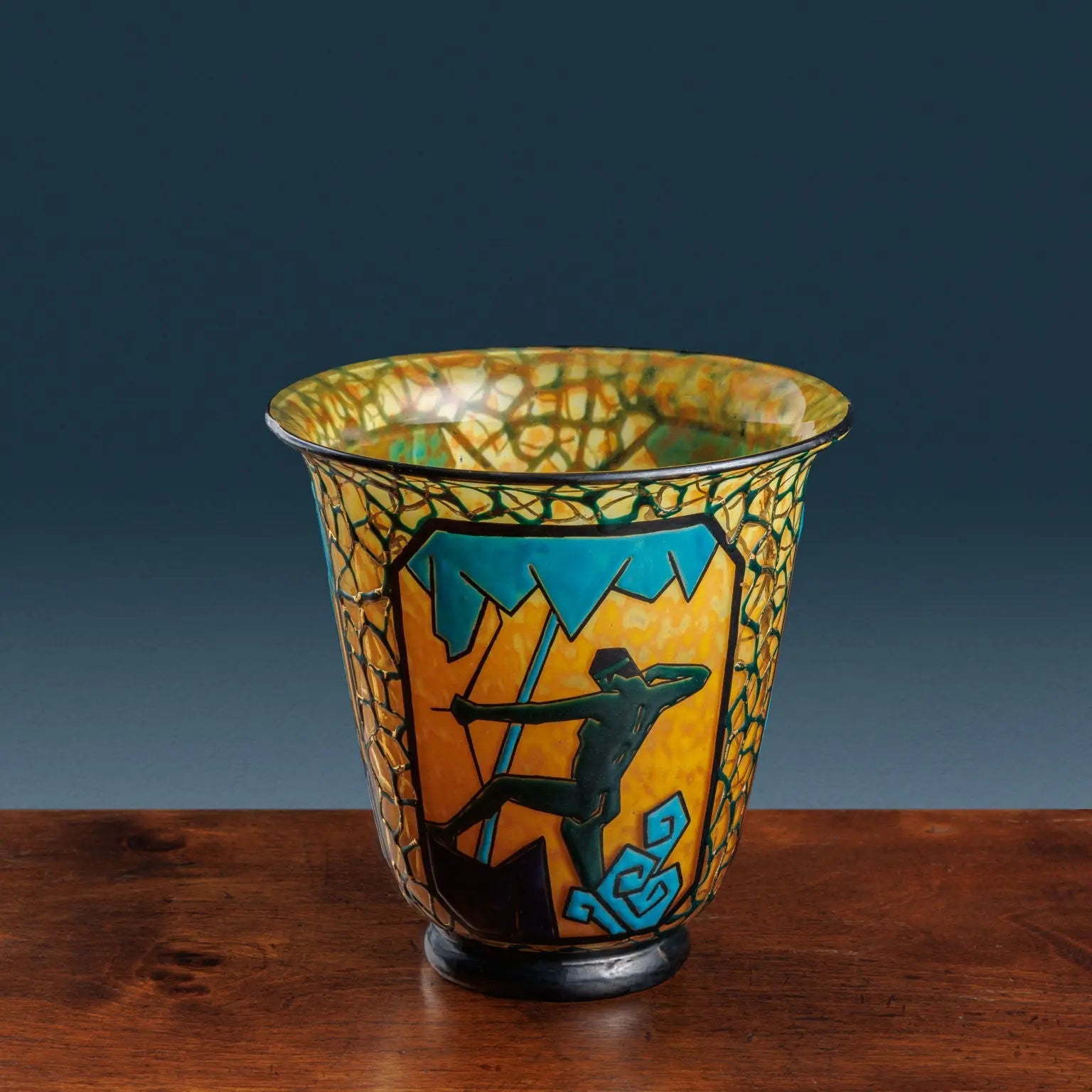 Anique Archer and Deer Vase Marcel Goupy Glass Paris 1925-28