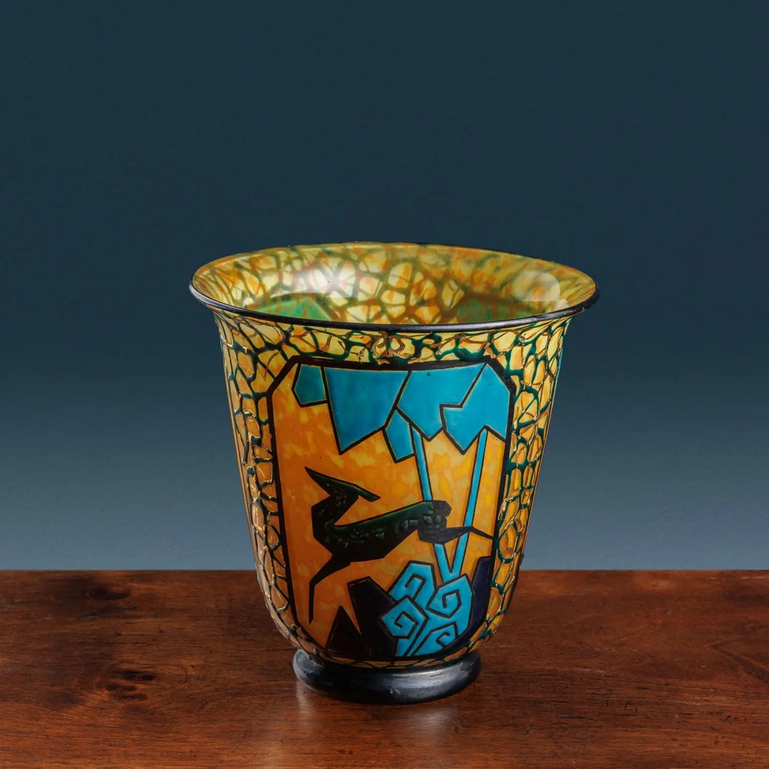 Anique Archer and Deer Vase Marcel Goupy Glass Paris 1925-28