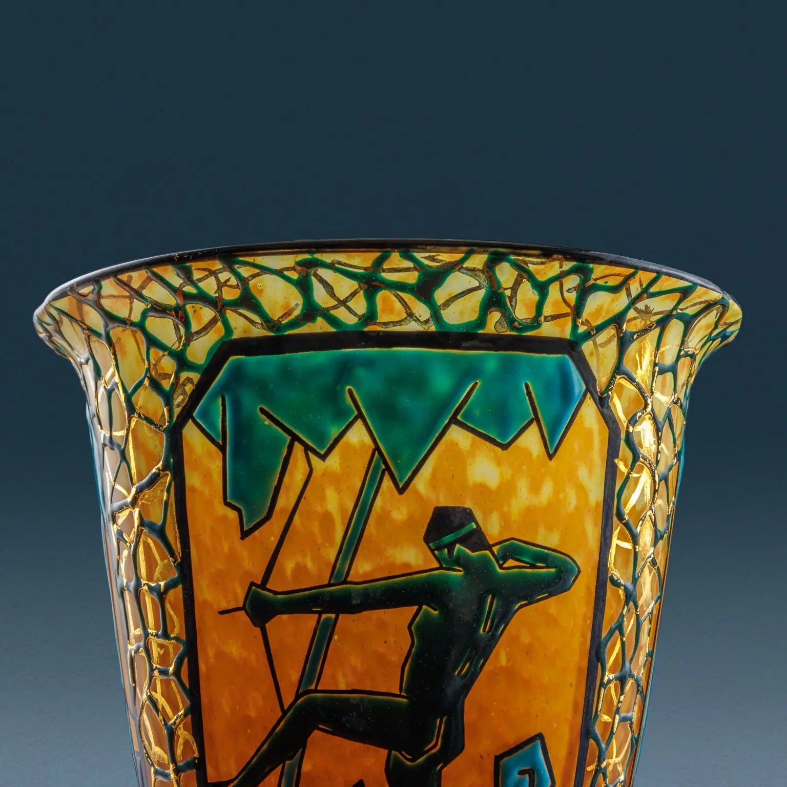 Anique Archer and Deer Vase Marcel Goupy Glass Paris 1925-28