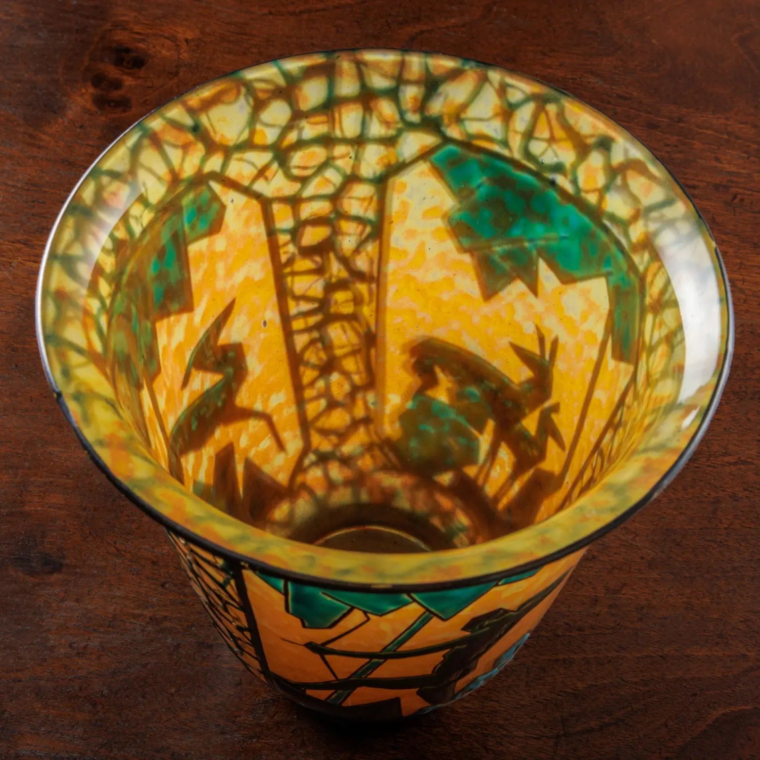 Anique Archer and Deer Vase Marcel Goupy Glass Paris 1925-28