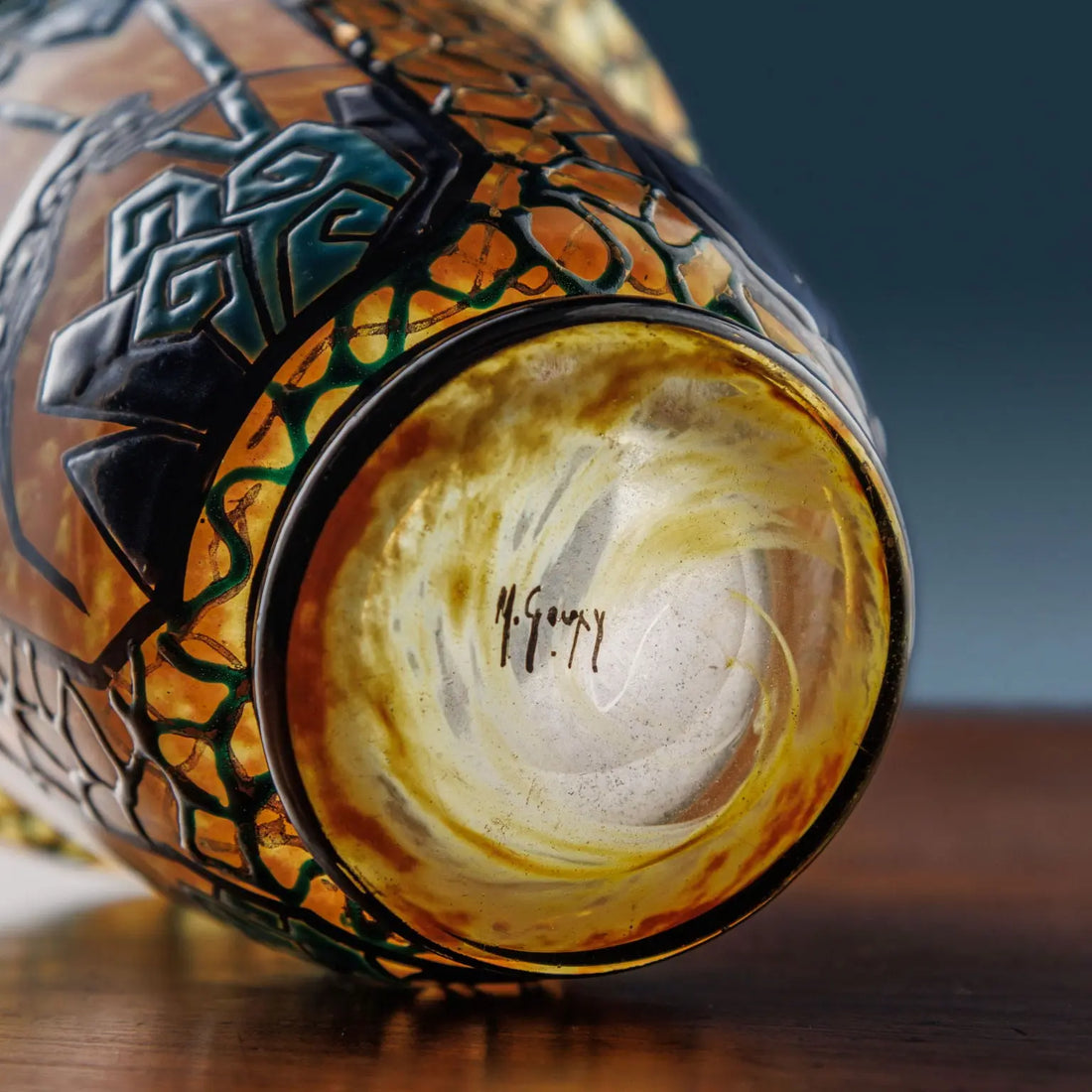 Anique Archer and Deer Vase Marcel Goupy Glass Paris 1925-28
