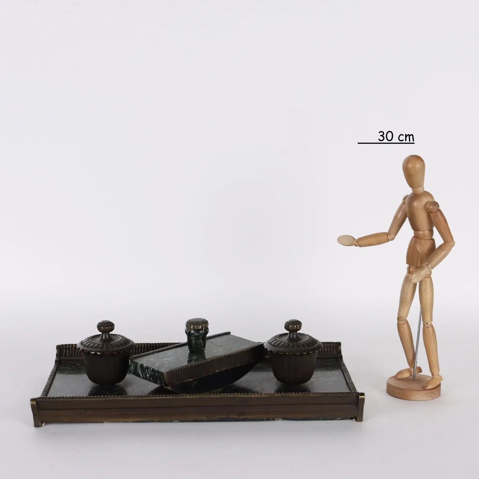 Antique Inkwell Green Marble Bronze Italy XX Century - Italy, Early XX Century | Antiques | Fancy Goods