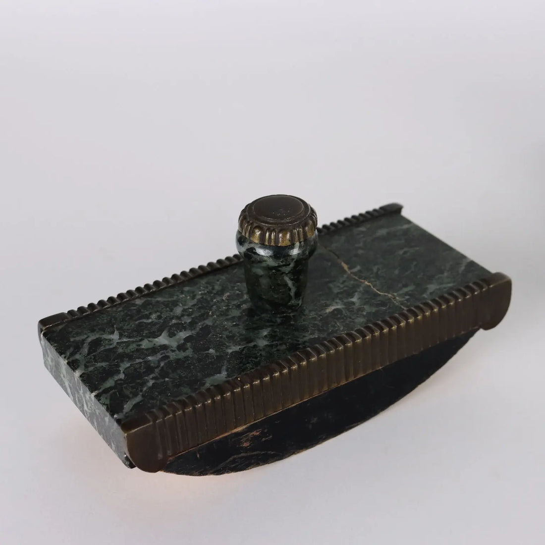 Antique Inkwell Green Marble Bronze Italy XX Century - Italy, Early XX Century | Antiques | Fancy Goods