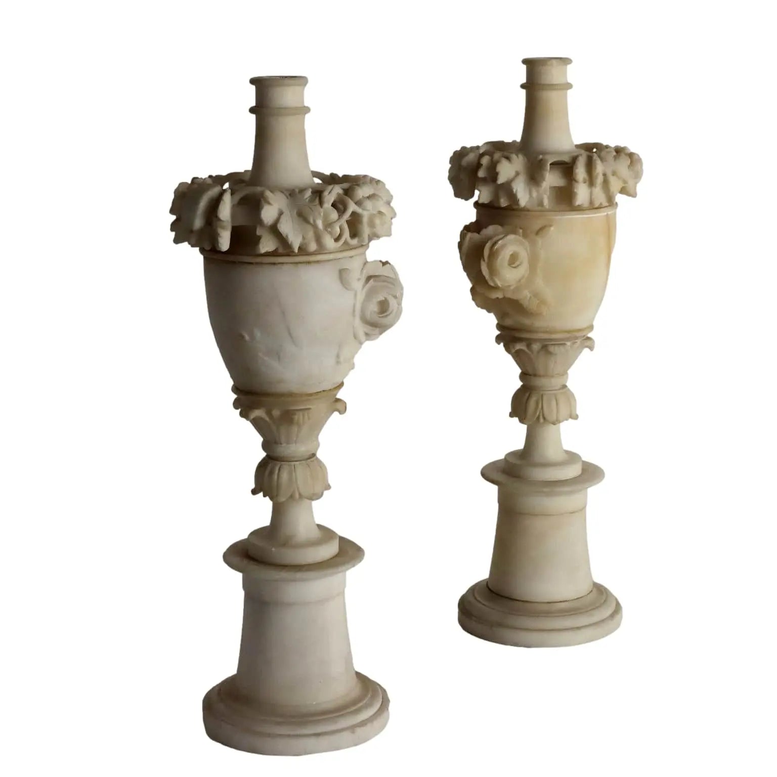 Pair of Antique Candelabra Alabaster Italy XIX-XX Century - Italy, Late XIX - Early XX Century | Antiques | Fancy Goods