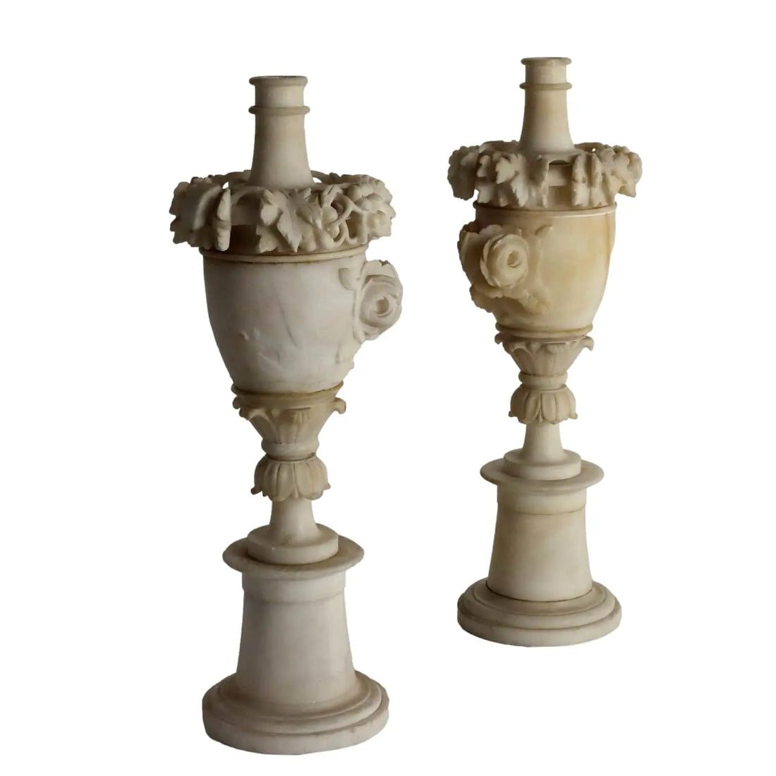 Pair of Antique Candelabra Alabaster Italy XIX-XX Century - Italy, Late XIX - Early XX Century | Antiques | Fancy Goods
