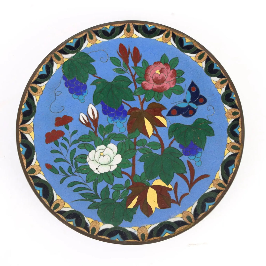 Antique Plate Copper Cloisonné Decorations Japan Meiji Era - Japan, Meiji Era | Antiques | Fancy Goods