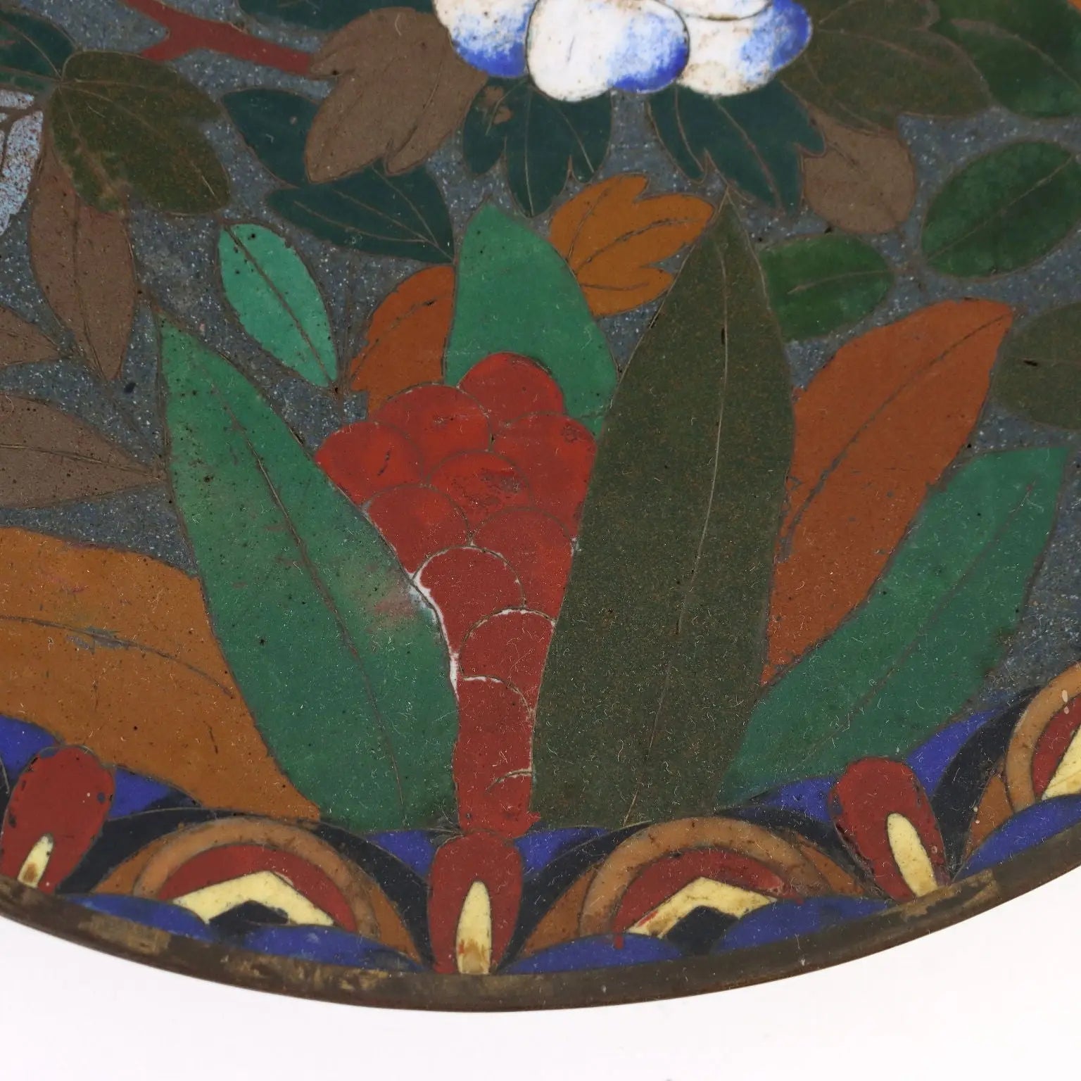 Antique Plate Copper with Cloisonné Decorations Japan Meiji Era - Japan, Meiji Era | Antiques | Fancy Goods