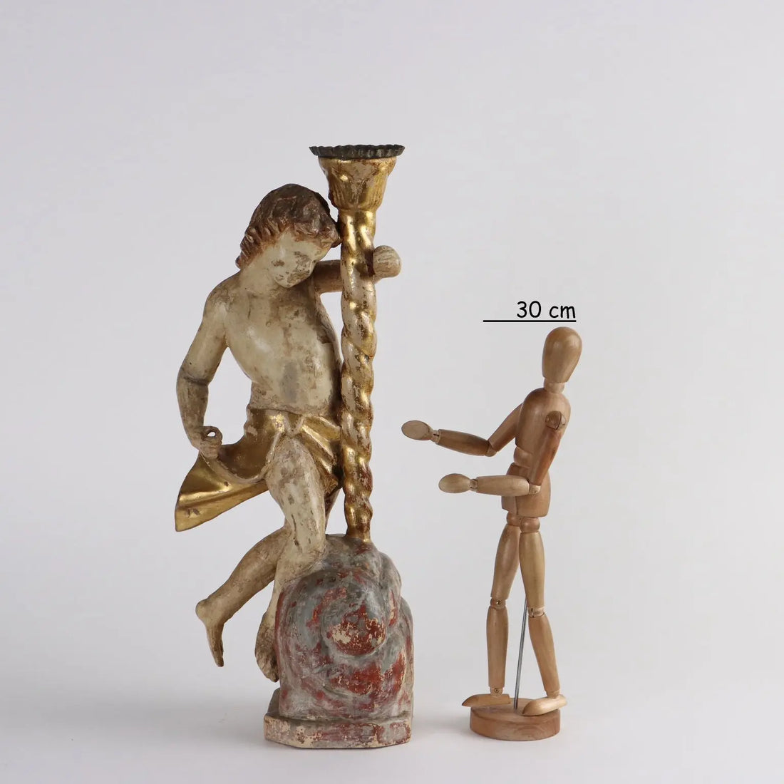 Antique Candle Holder Angel Wood Italy XVIII Century - Italy, XVIII Century | Antiques | Fancy Goods