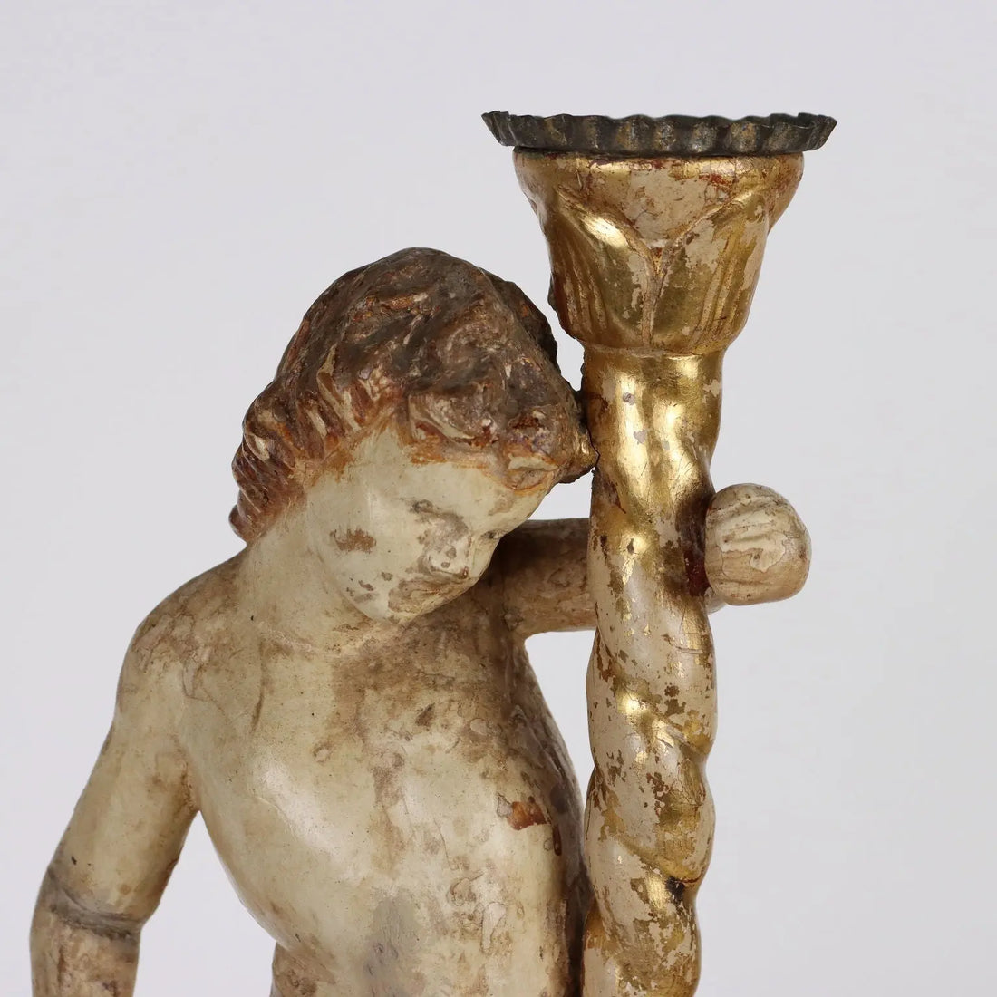 Antique Candle Holder Angel Wood Italy XVIII Century - Italy, XVIII Century | Antiques | Fancy Goods