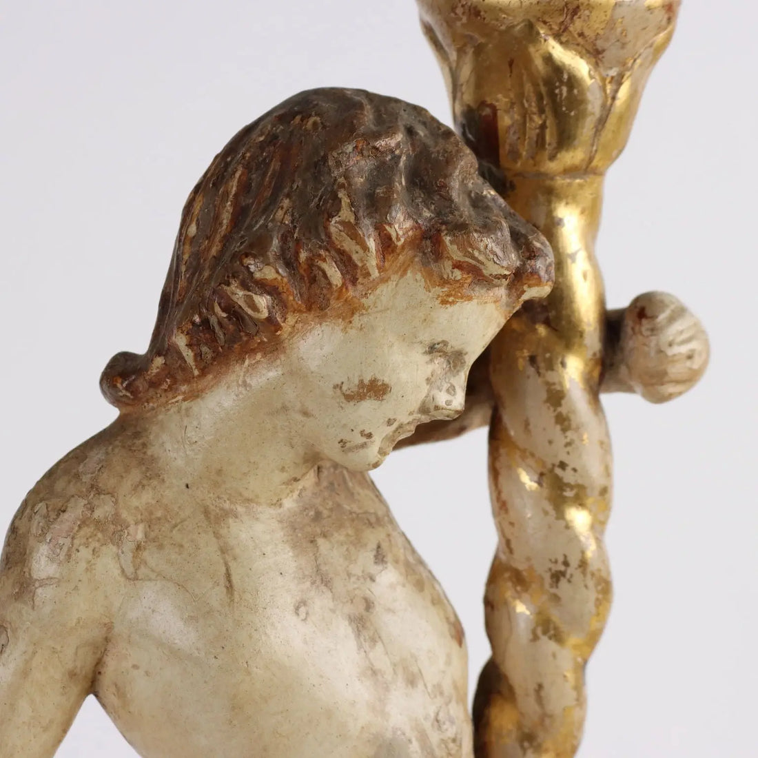 Antique Candle Holder Angel Wood Italy XVIII Century - Italy, XVIII Century | Antiques | Fancy Goods