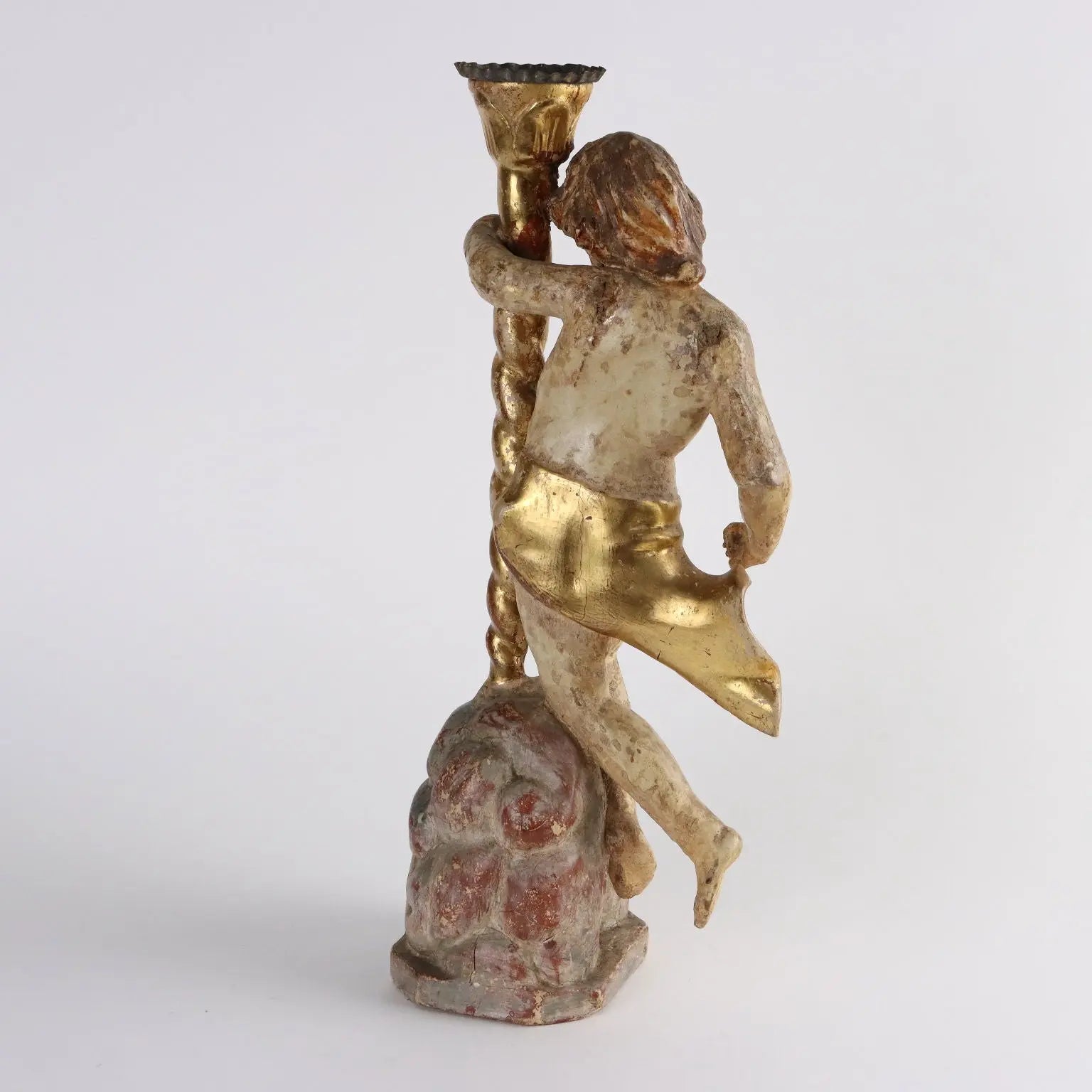 Antique Candle Holder Angel Wood Italy XVIII Century - Italy, XVIII Century | Antiques | Fancy Goods