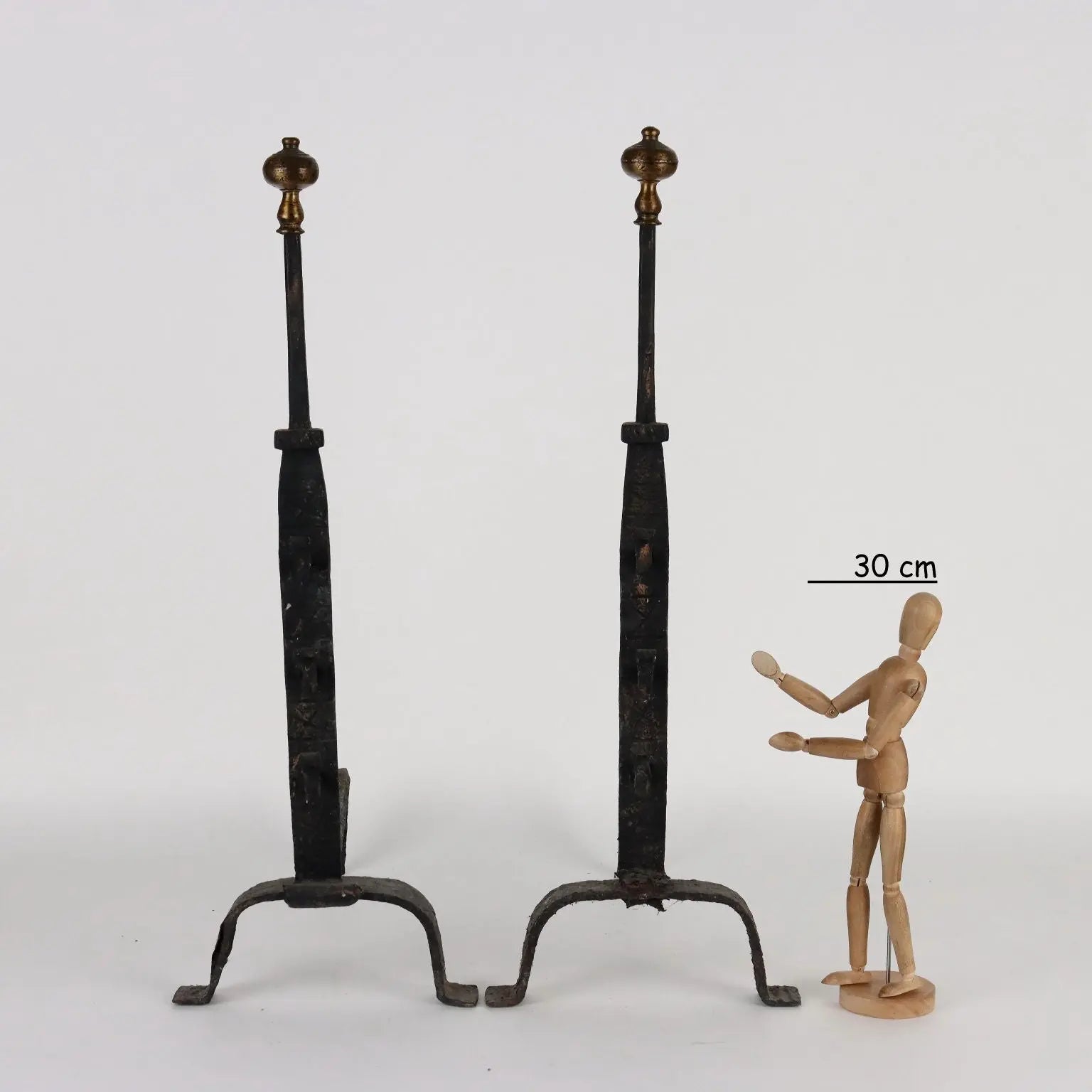 Antique Andirons Wrought Iron Europe Late XIX Century - Europe, Late XIX Century | Antiques | Fancy Goods