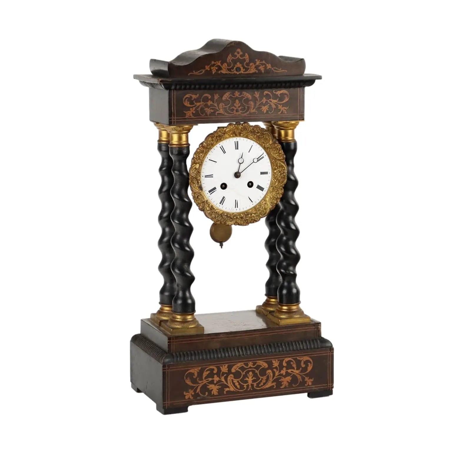 Antique Clock Temple-Shaped Decorated Wood France XIX Century - France, XIX Century | Antiques | Fancy Goods