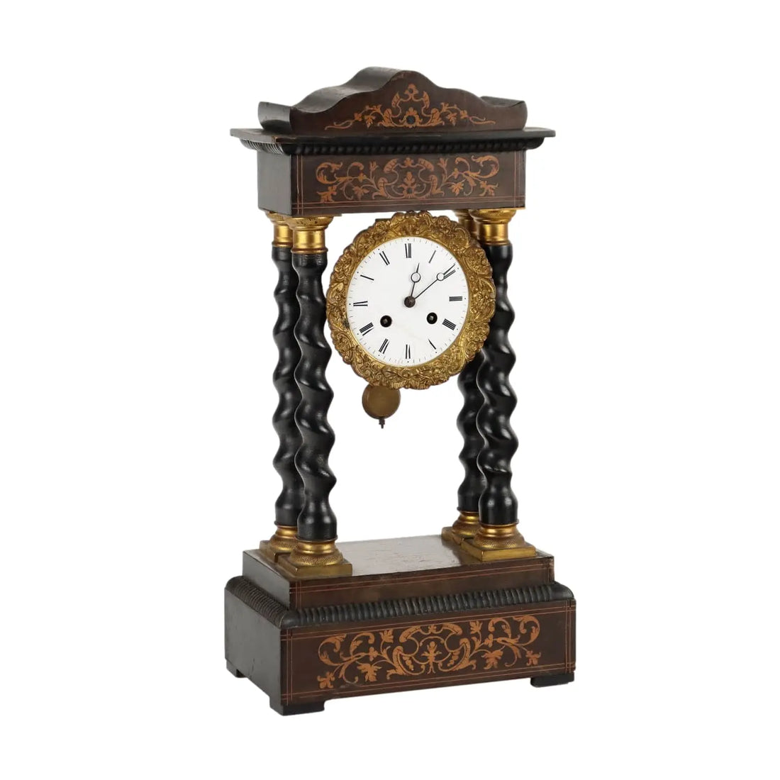 Antique Clock Temple-Shaped Decorated Wood France XIX Century - France, XIX Century | Antiques | Fancy Goods