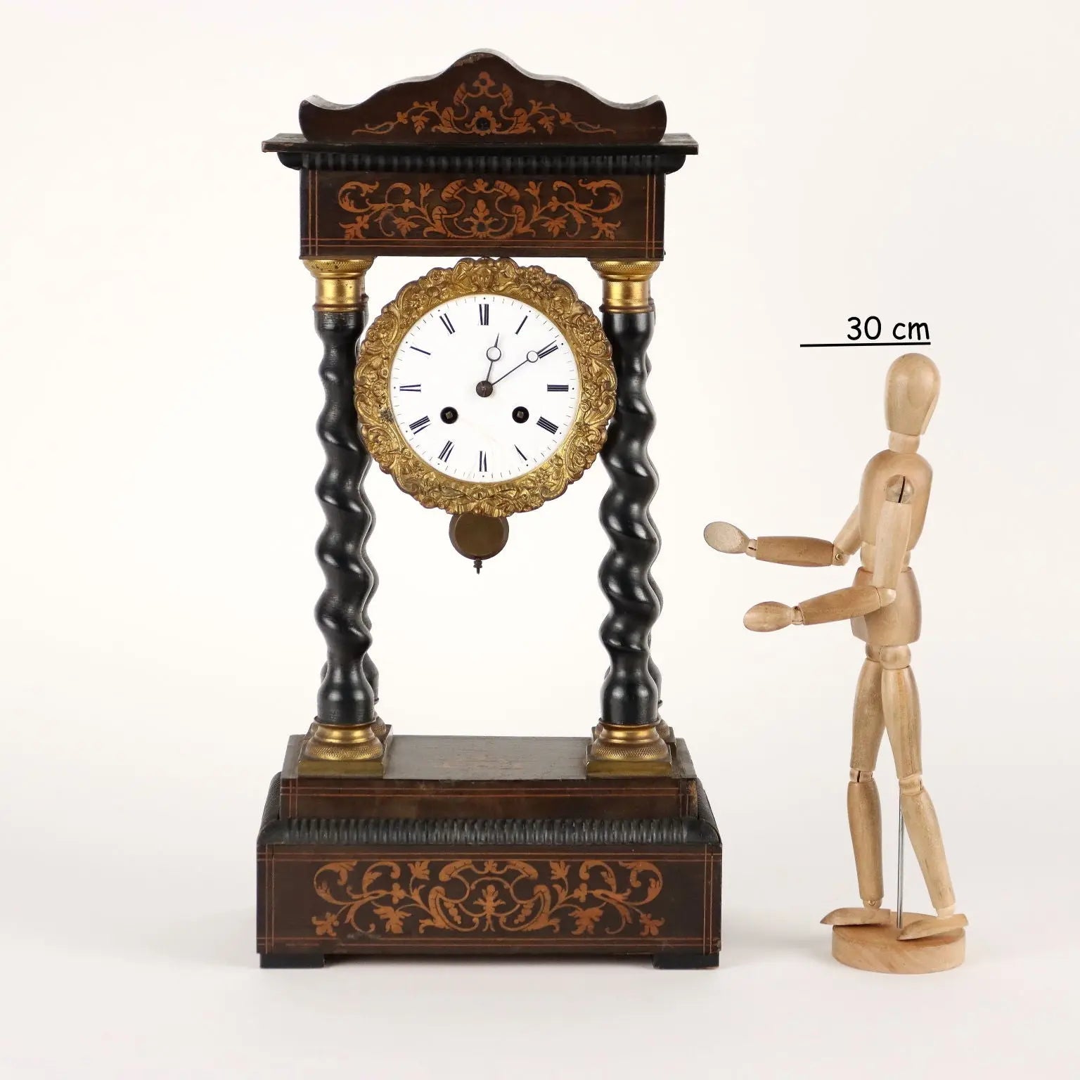 Antique Clock Temple-Shaped Decorated Wood France XIX Century - France, XIX Century | Antiques | Fancy Goods