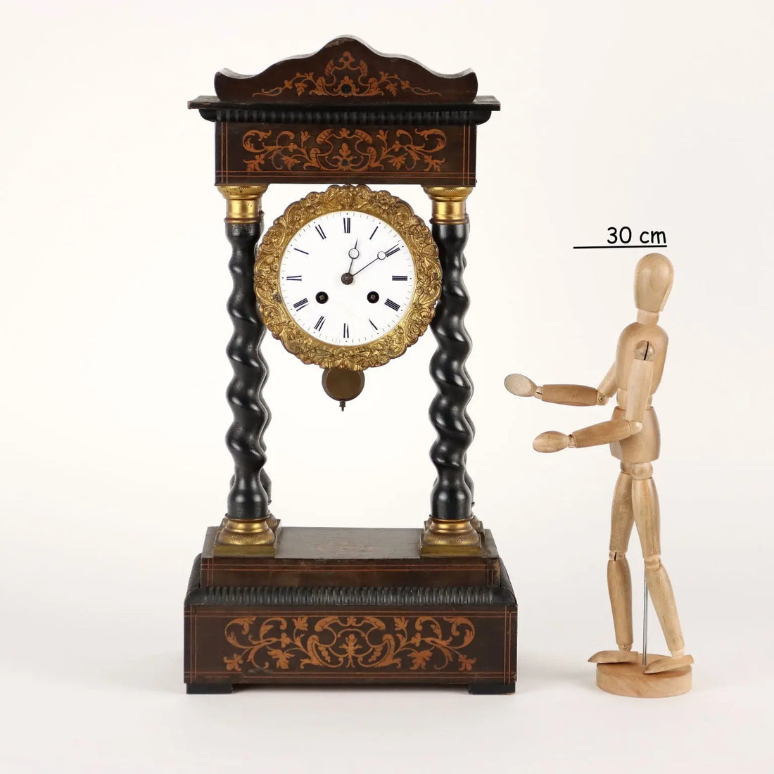 Antique Clock Temple-Shaped Decorated Wood France XIX Century - France, XIX Century | Antiques | Fancy Goods
