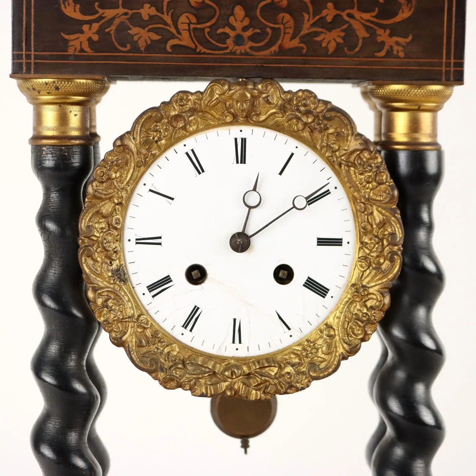 Antique Clock Temple-Shaped Decorated Wood France XIX Century - France, XIX Century | Antiques | Fancy Goods