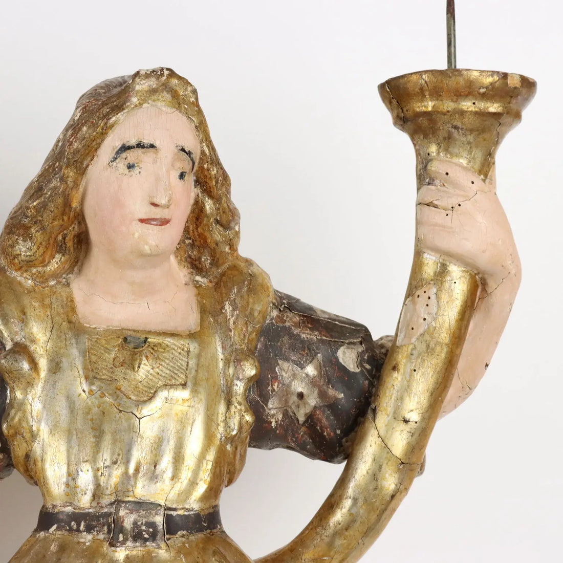 Antique Candle Holders Angel-Shaped Lacquered Wood XVIII Century - Italy, Early XVIII Century | Antiques | Fancy Goods