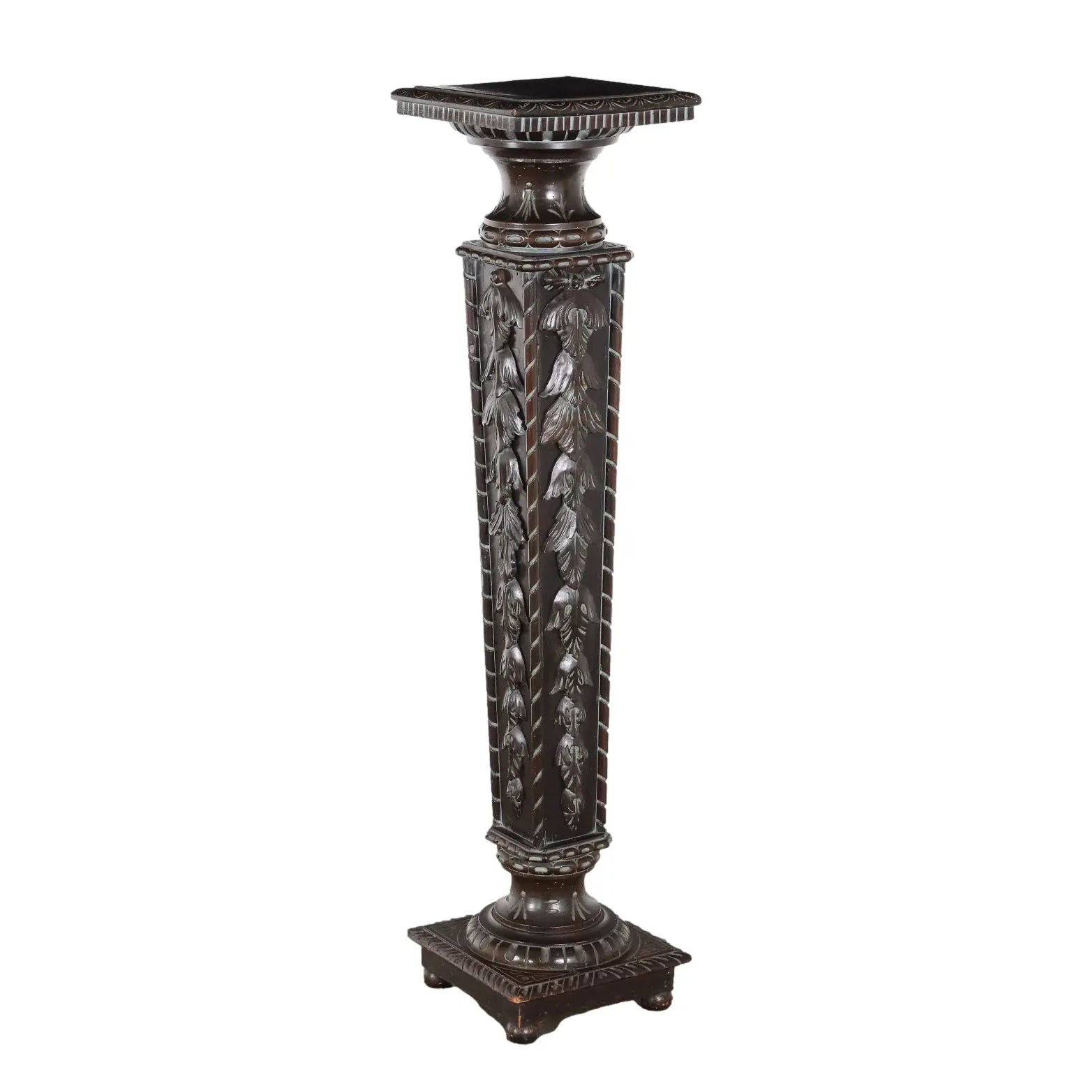 Antique Column Neo-Renaissance Style Carved Wood Italy XX Century - Column for Vase | Antiques | Fancy Goods