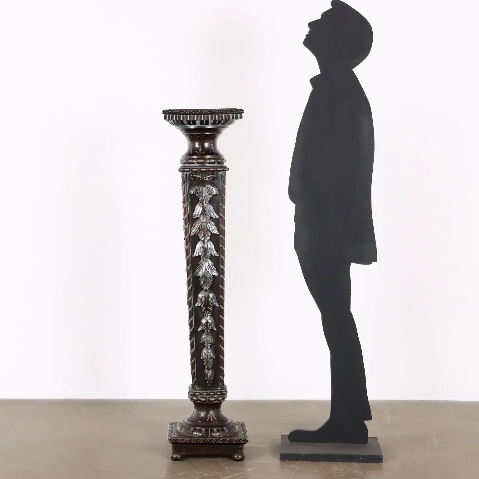 Antique Column Neo-Renaissance Style Carved Wood Italy XX Century - Column for Vase | Antiques | Fancy Goods