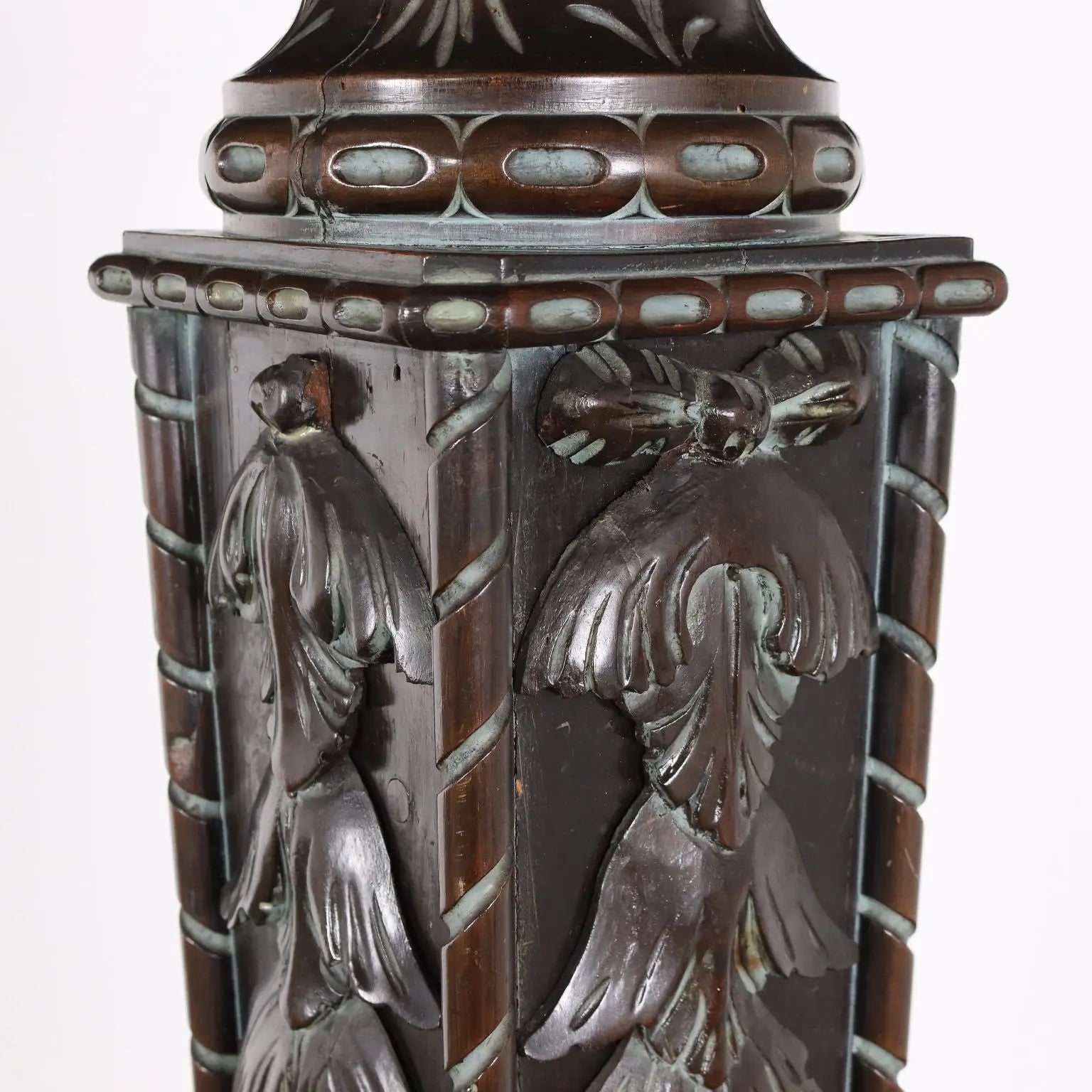 Antique Column Neo-Renaissance Style Carved Wood Italy XX Century - Column for Vase | Antiques | Fancy Goods