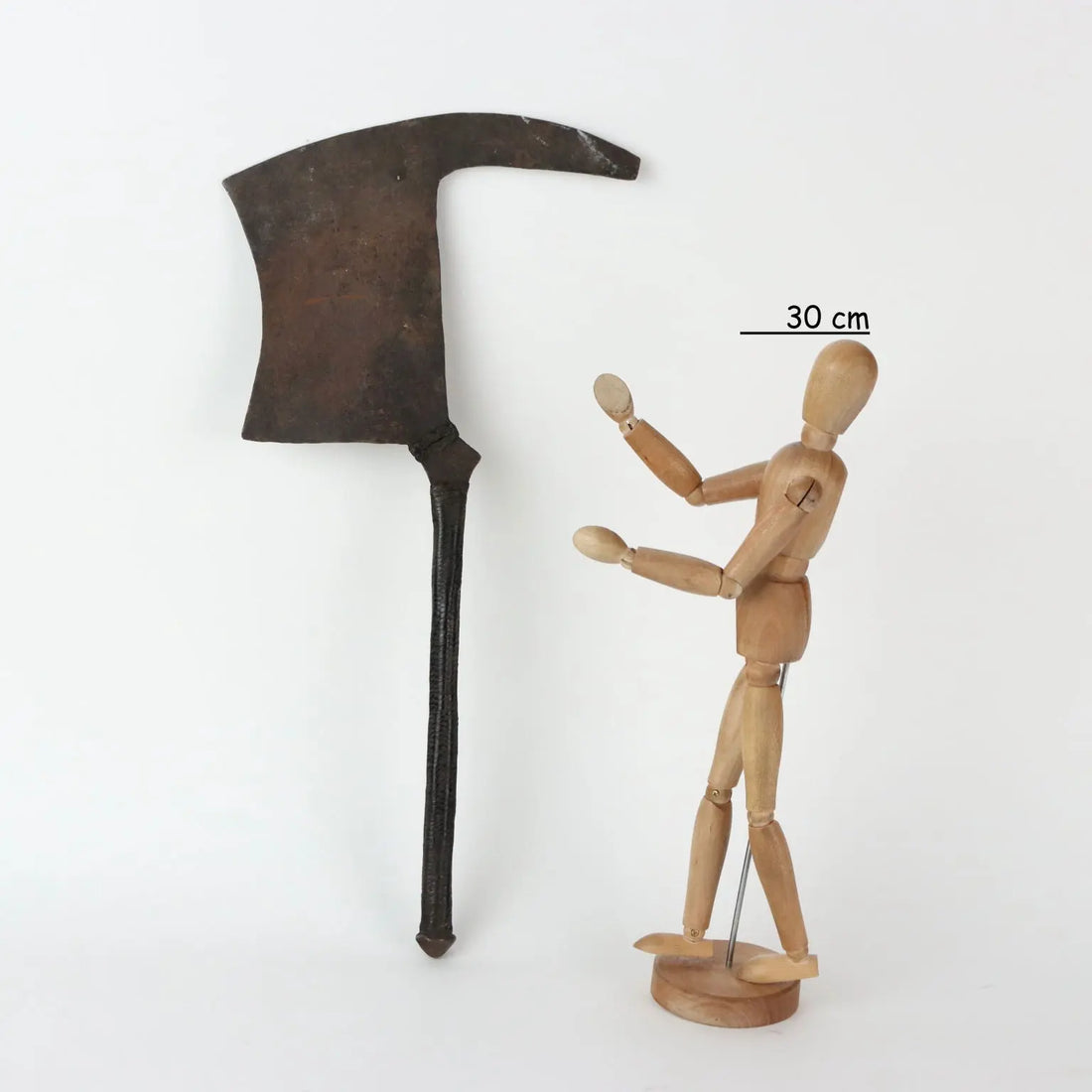 Antique Manzhi Dance Ceremonial Axe Iron Leather Africa XX Century - Africa Third Quarter of the XX Century | Antiques | Fancy Goods