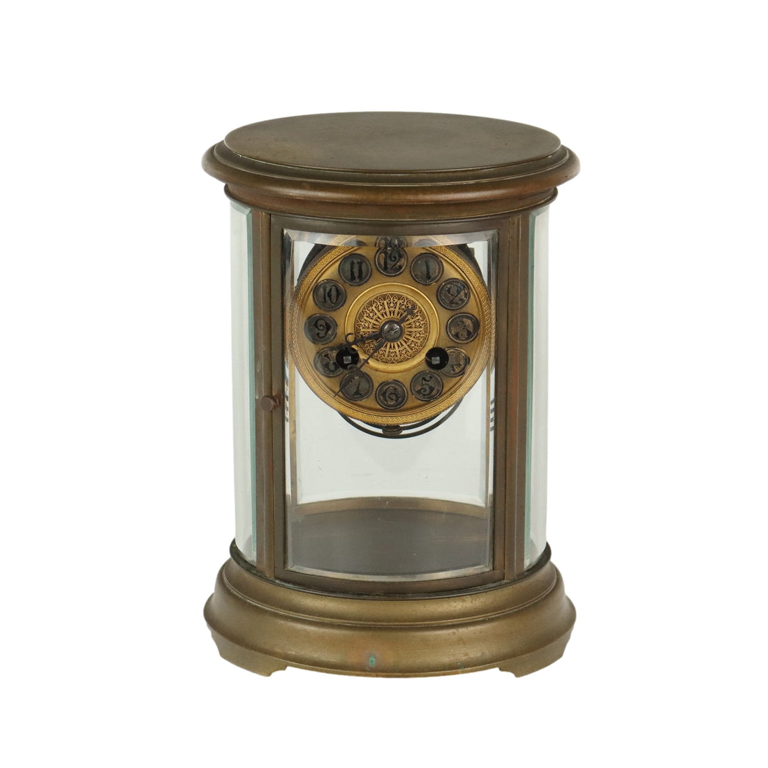 Antique Desk Clock Bronze Glass Decorations France XX Century - France, Early XX Century | Antiques  Fancy Goods