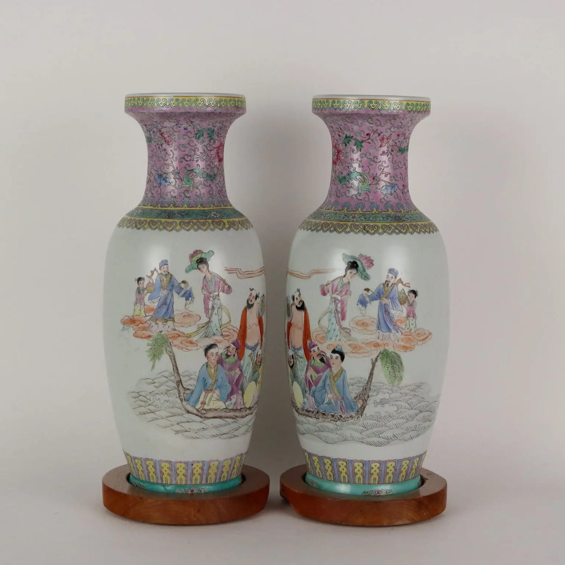 Antique Vases Painted Porcelain Wood Italy XX Century - China, Late XX Century | Antiques | Fancy Goods
