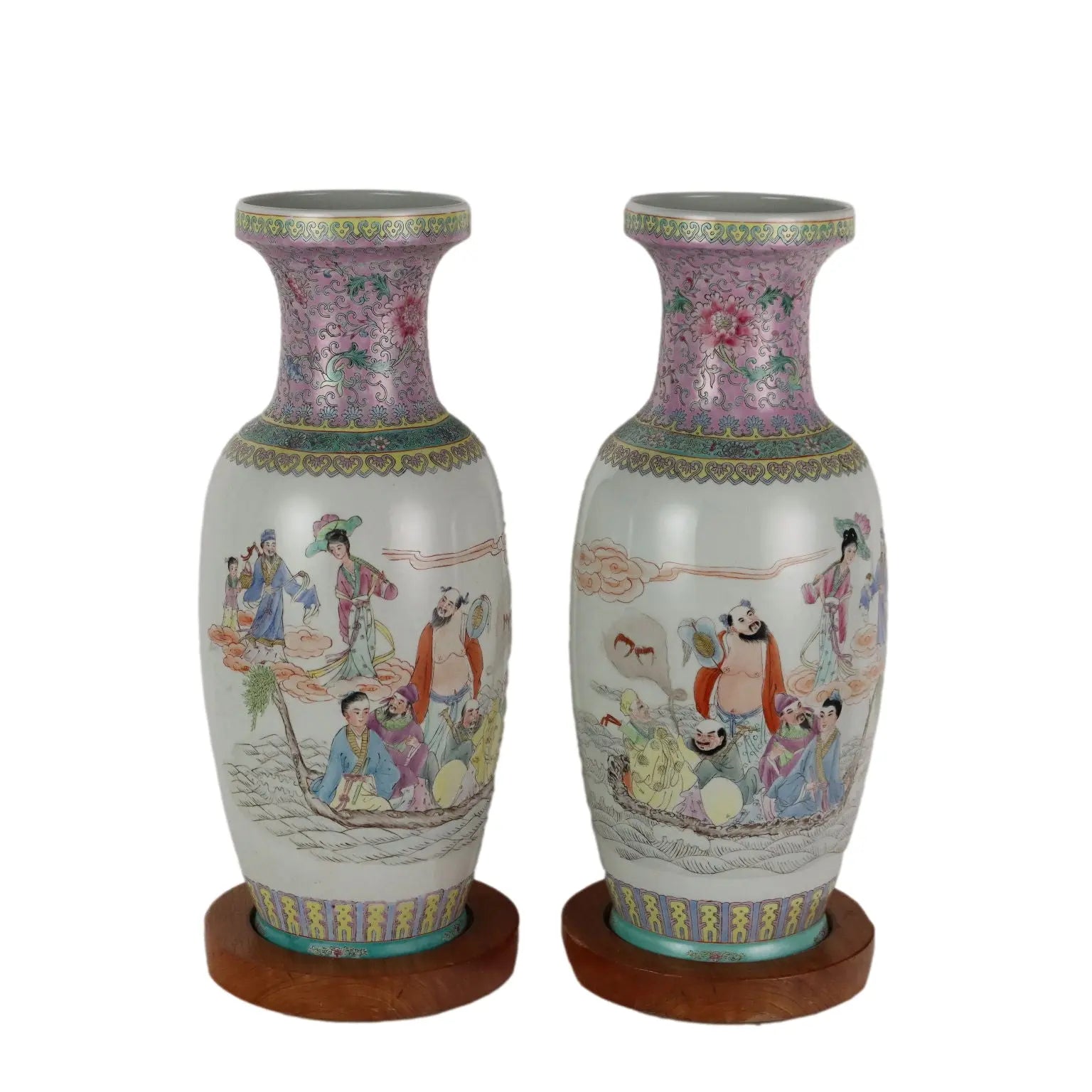 Antique Vases Painted Porcelain Wood Italy XX Century - China, Late XX Century | Antiques | Fancy Goods