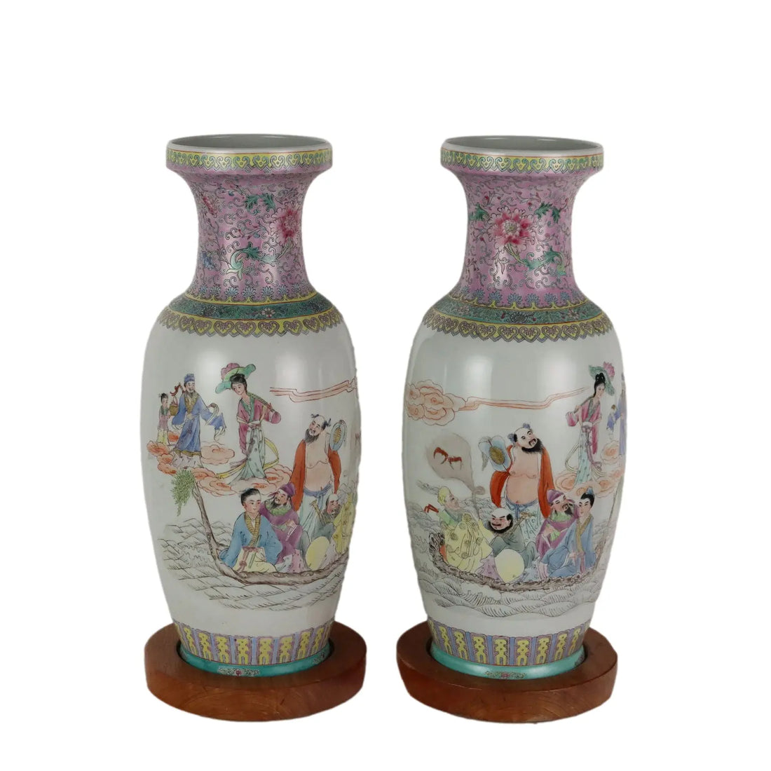 Antique Vases Painted Porcelain Wood Italy XX Century - China, Late XX Century | Antiques | Fancy Goods