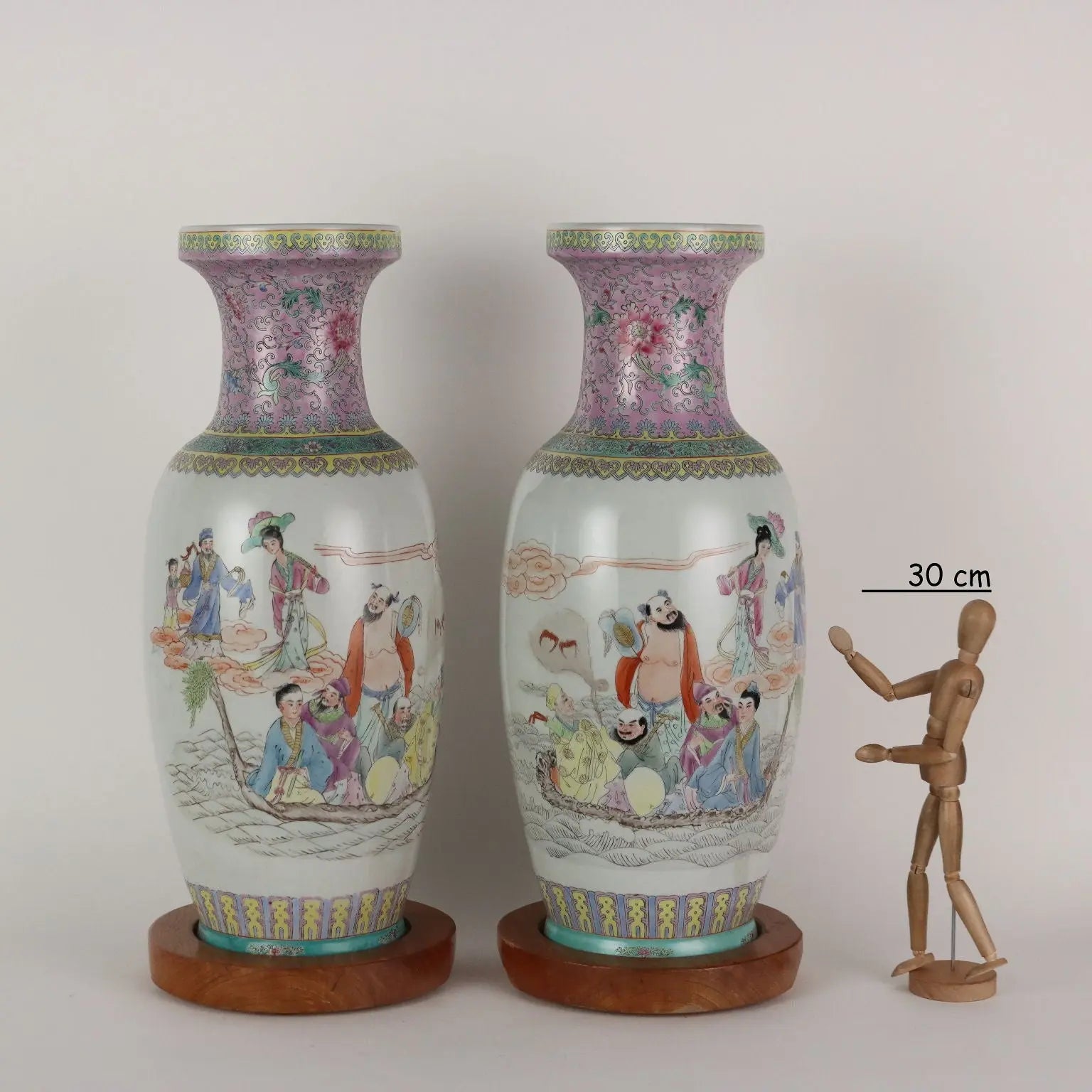 Antique Vases Painted Porcelain Wood Italy XX Century - China, Late XX Century | Antiques | Fancy Goods