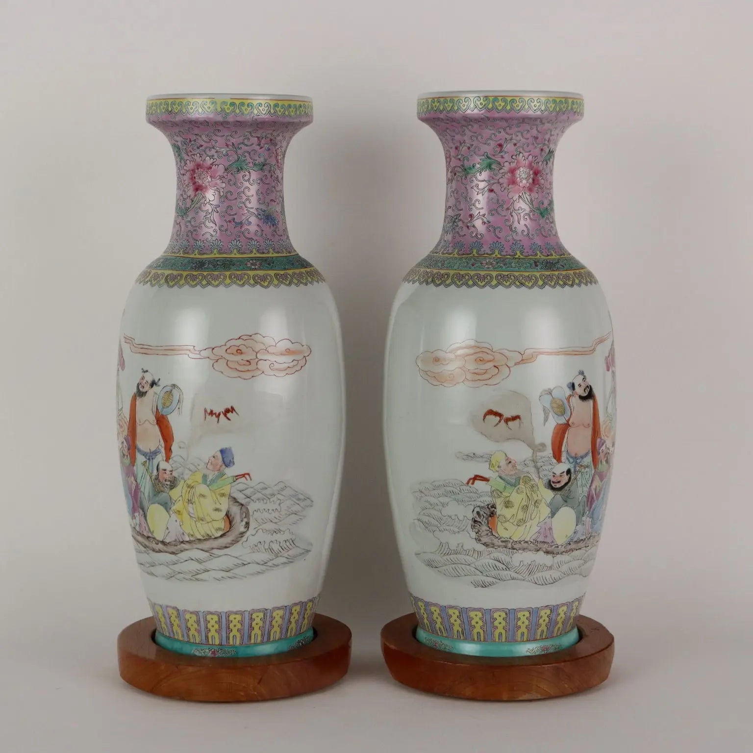 Antique Vases Painted Porcelain Wood Italy XX Century - China, Late XX Century | Antiques | Fancy Goods