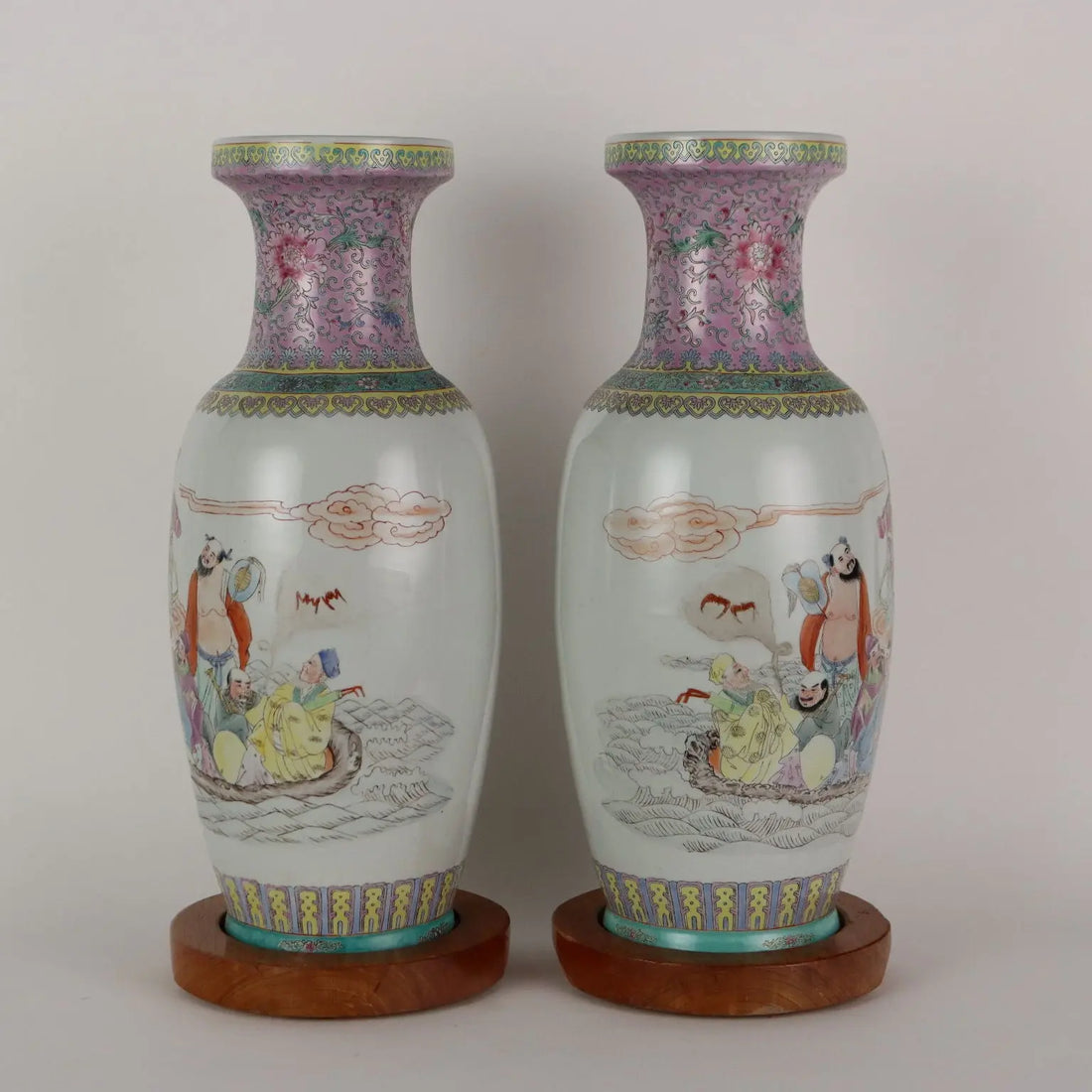 Antique Vases Painted Porcelain Wood Italy XX Century - China, Late XX Century | Antiques | Fancy Goods