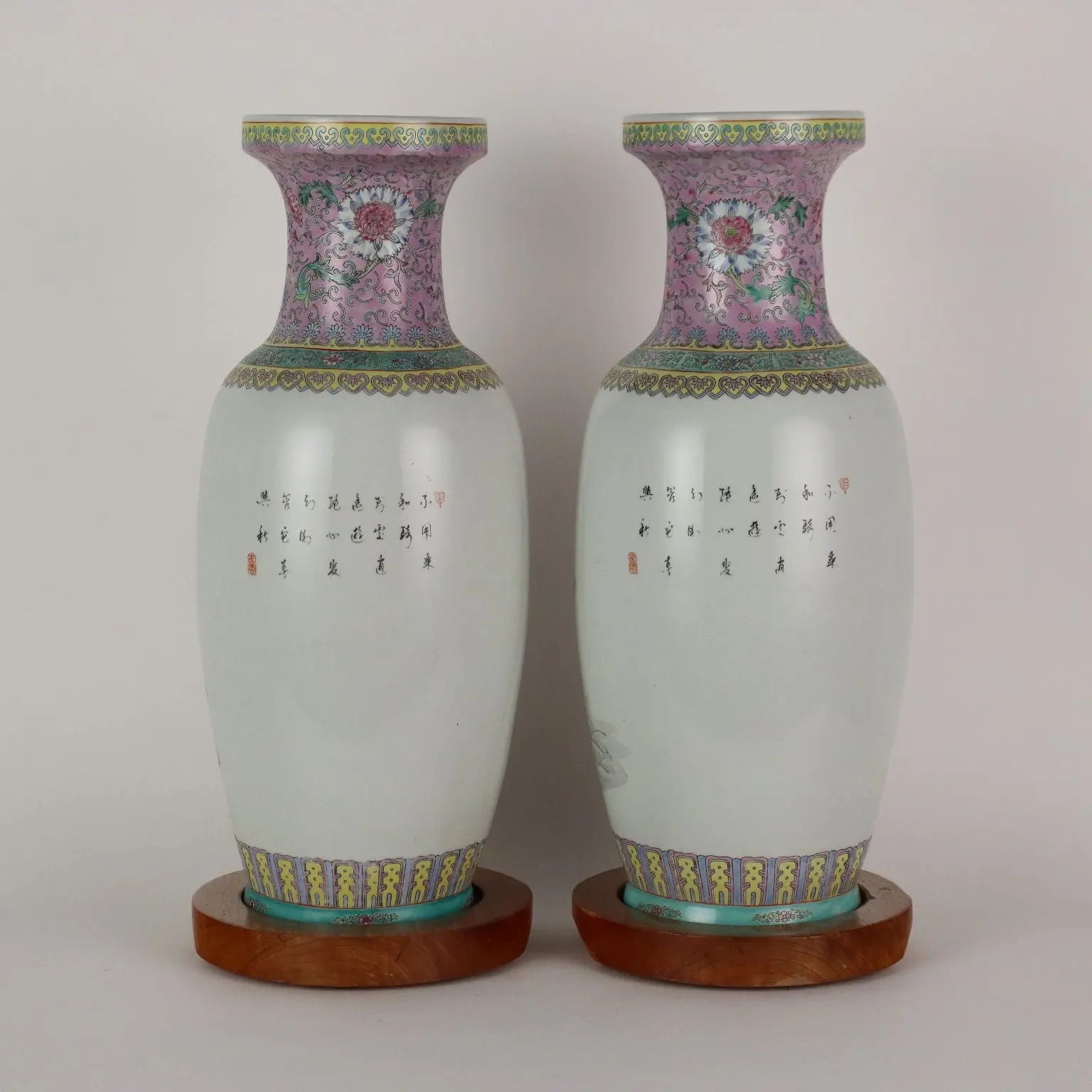 Antique Vases Painted Porcelain Wood Italy XX Century - China, Late XX Century | Antiques | Fancy Goods