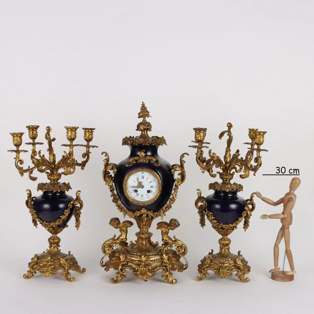 Antique Triptych Clock Bronze Porcelain Decorations XIX Century - France, Late XIX Century | Antiques | Fancy Goods