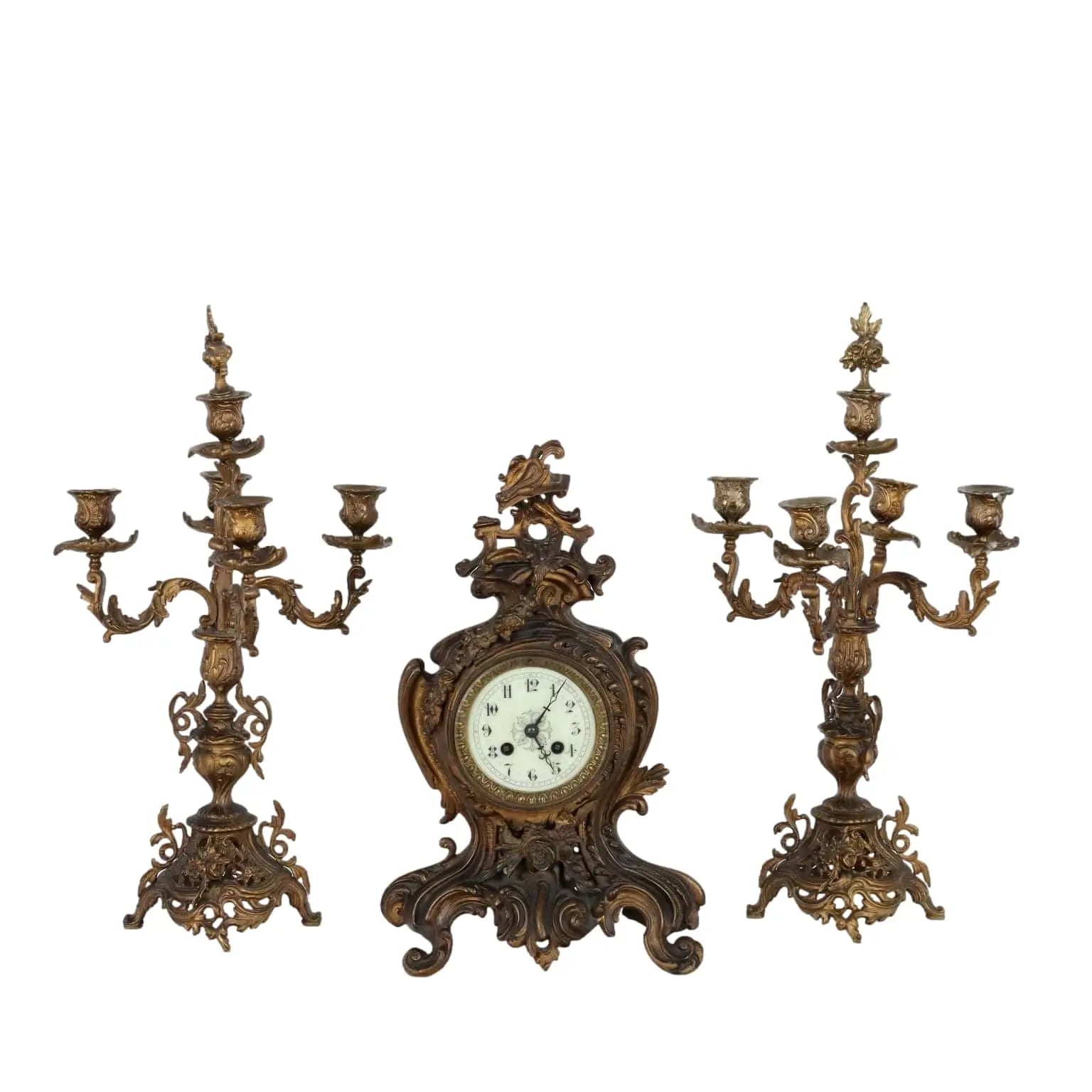 Antique Triptych Clock Gilded Bronze France Late XIX Century - France, Late XIX Century | Antiques | Fancy Goods
