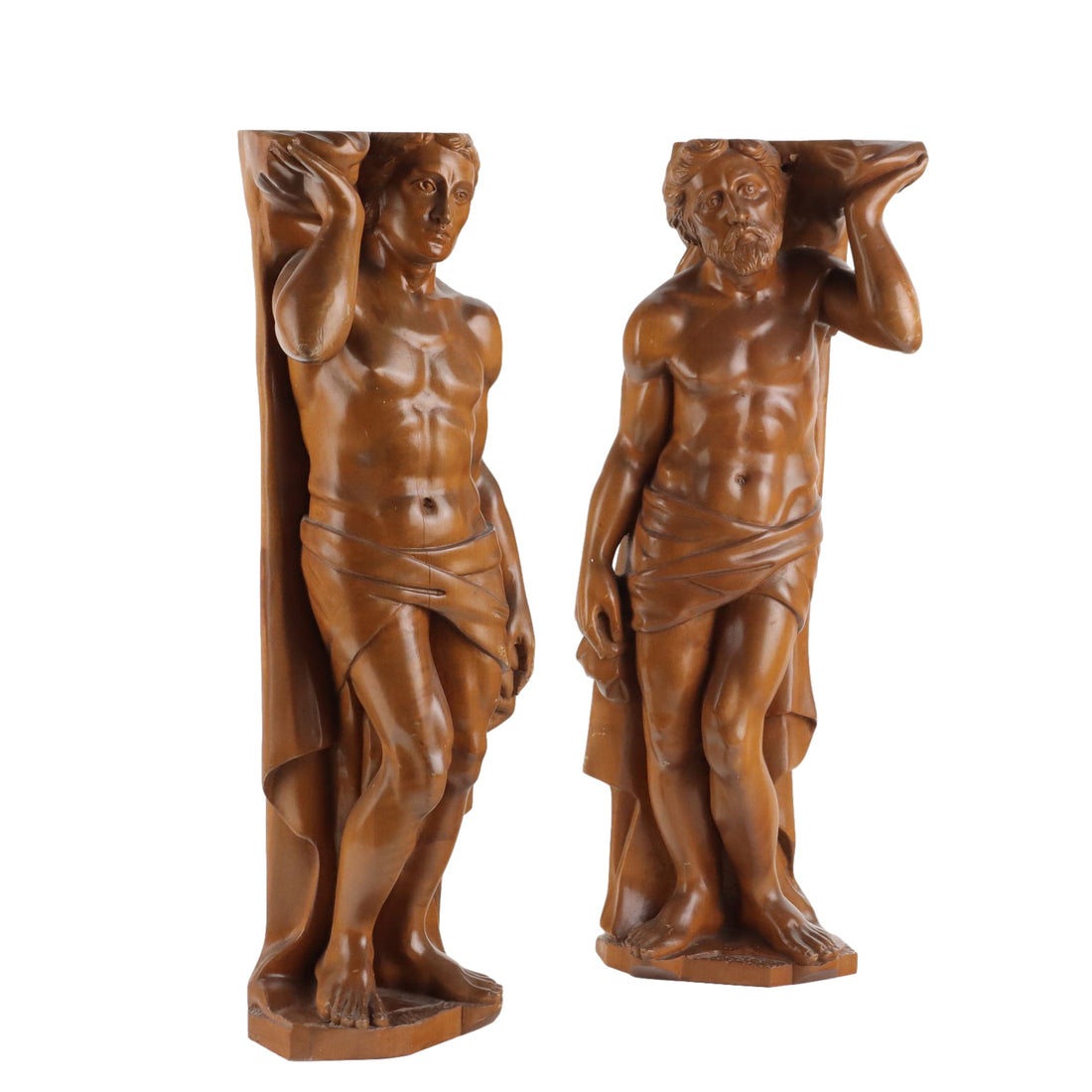 Antique Sculptures Walnut Male Figures Italy XX Century - Italy, 1970s | Antiques  Fancy Goods