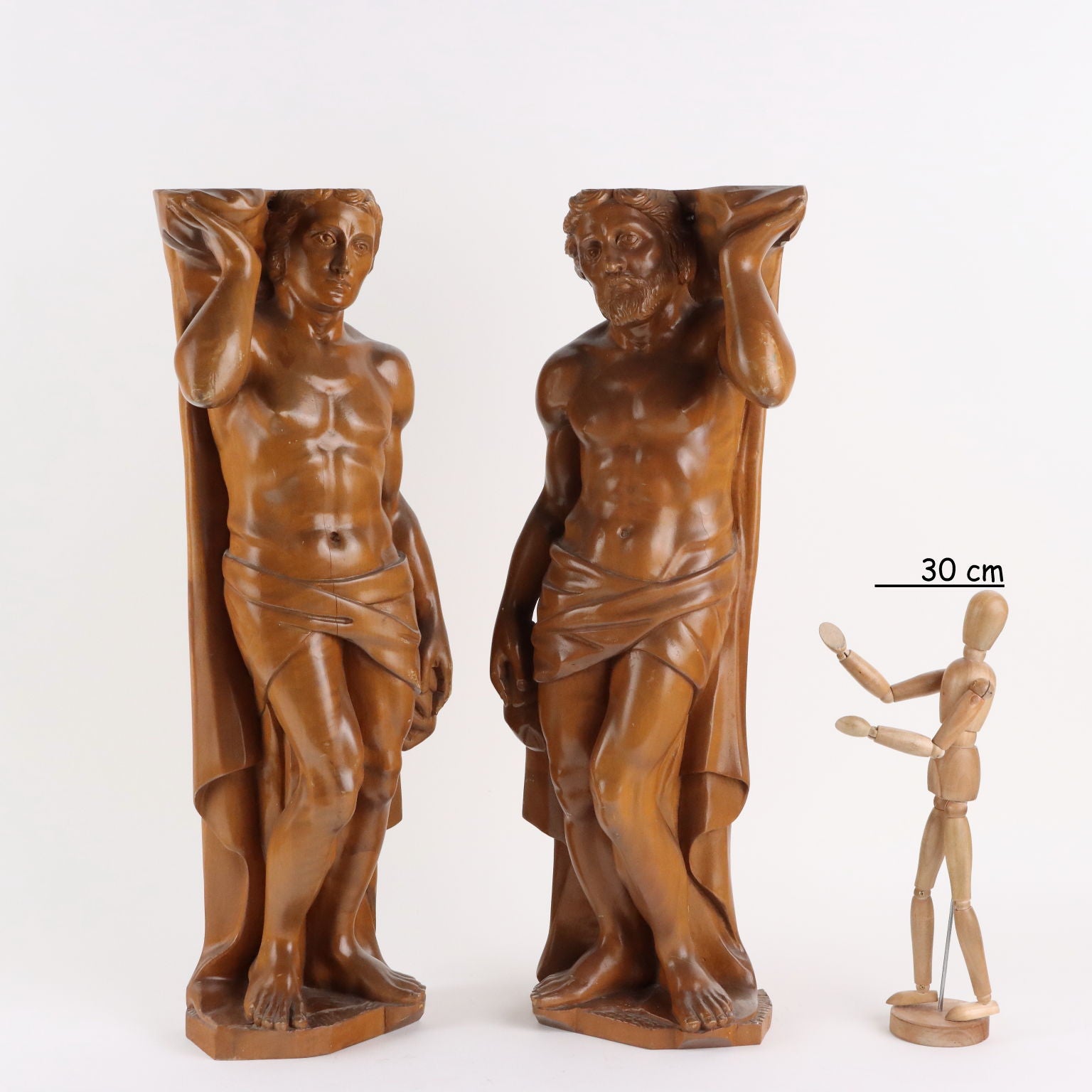 Antique Sculptures Walnut Male Figures Italy XX Century - Italy, 1970s | Antiques  Fancy Goods