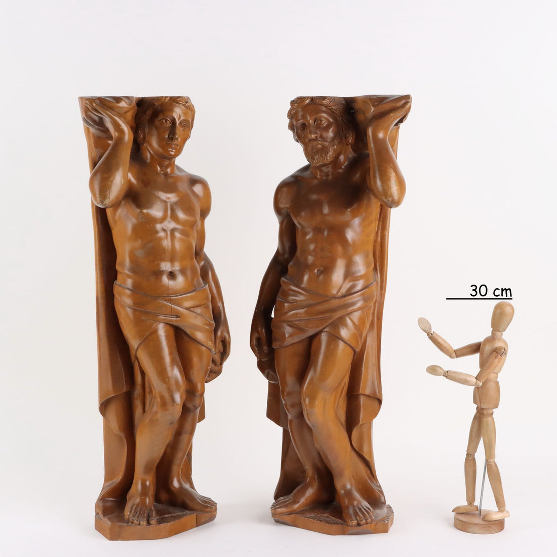 Antique Sculptures Walnut Male Figures Italy XX Century - Italy, 1970s | Antiques  Fancy Goods