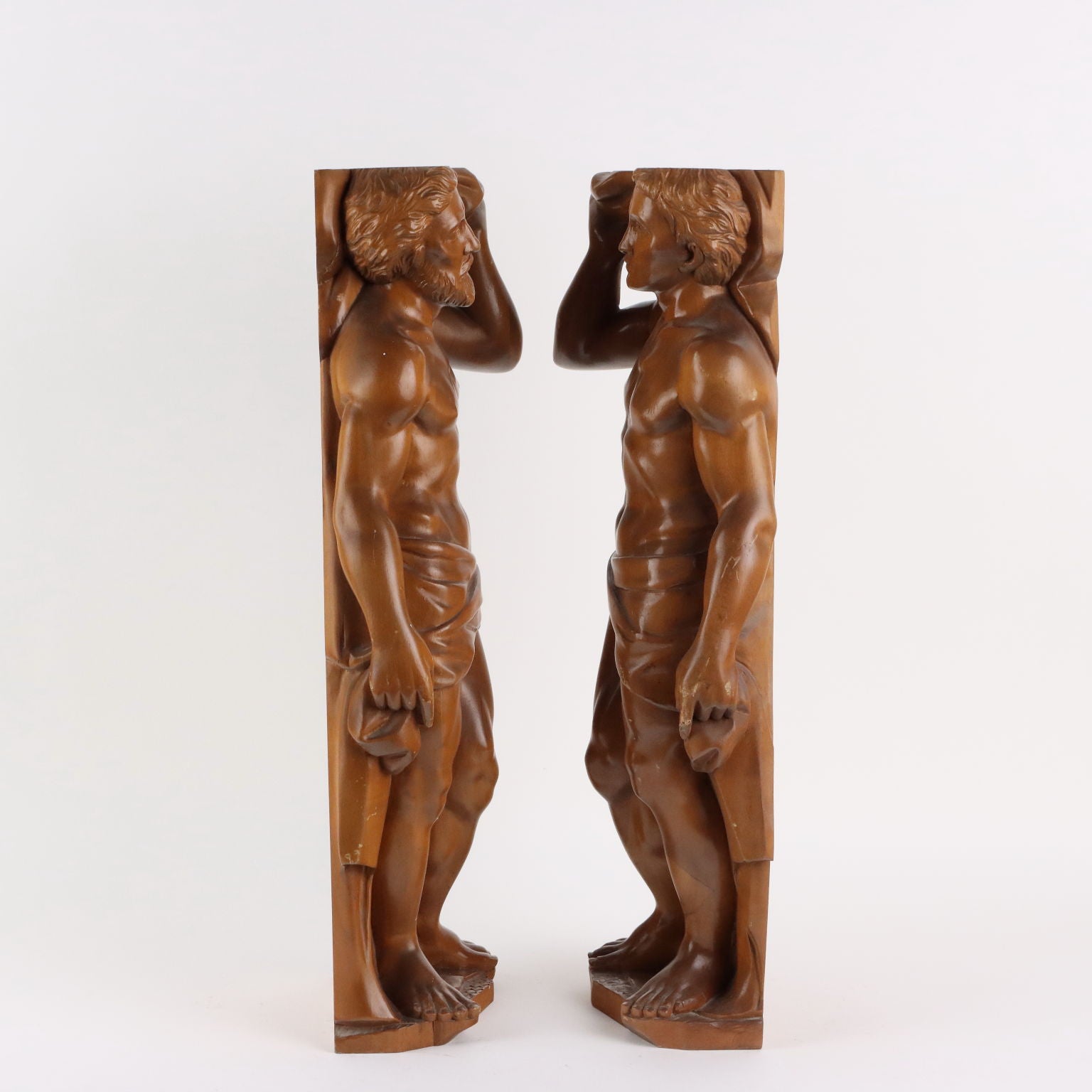 Antique Sculptures Walnut Male Figures Italy XX Century - Italy, 1970s | Antiques  Fancy Goods