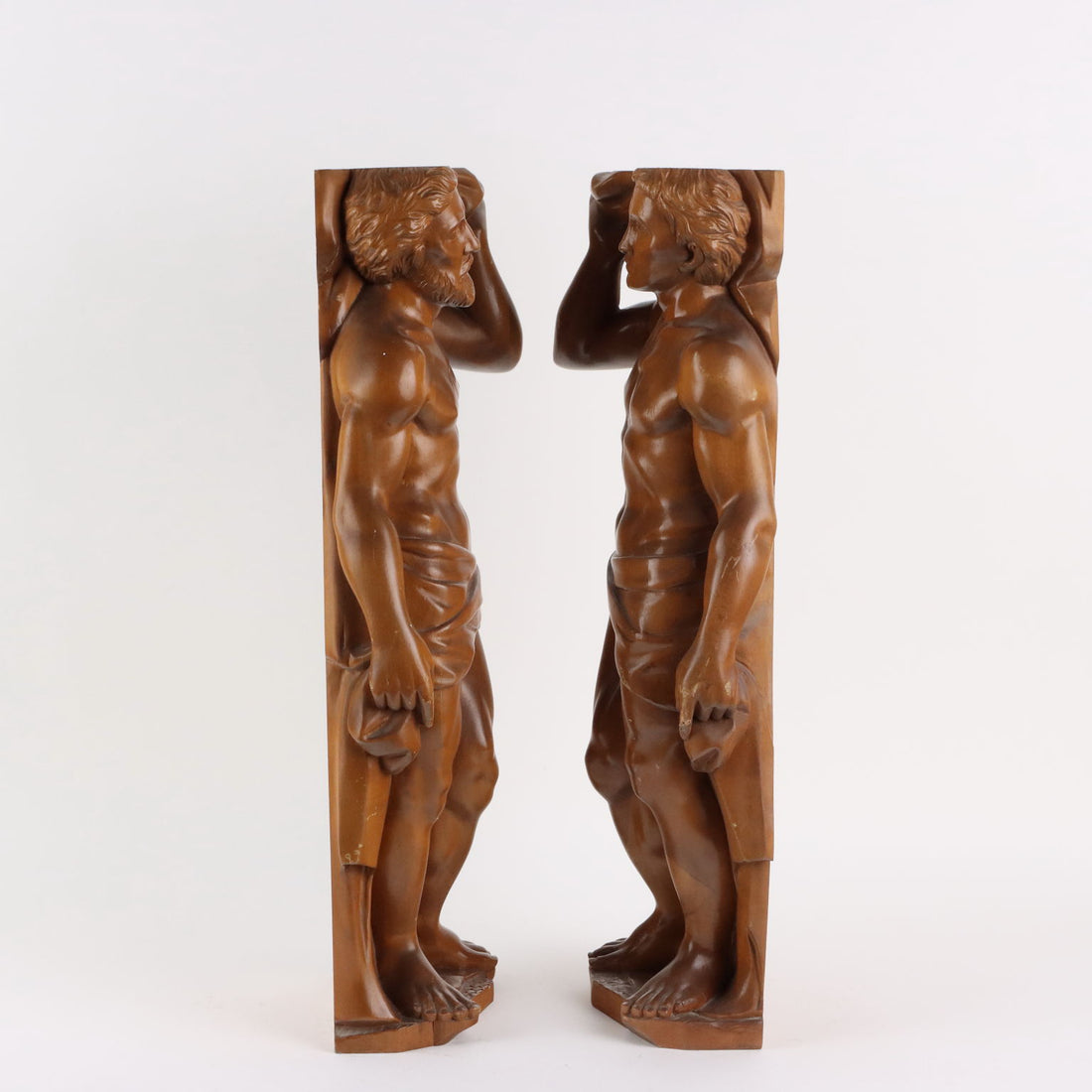 Antique Sculptures Walnut Male Figures Italy XX Century - Italy, 1970s | Antiques  Fancy Goods