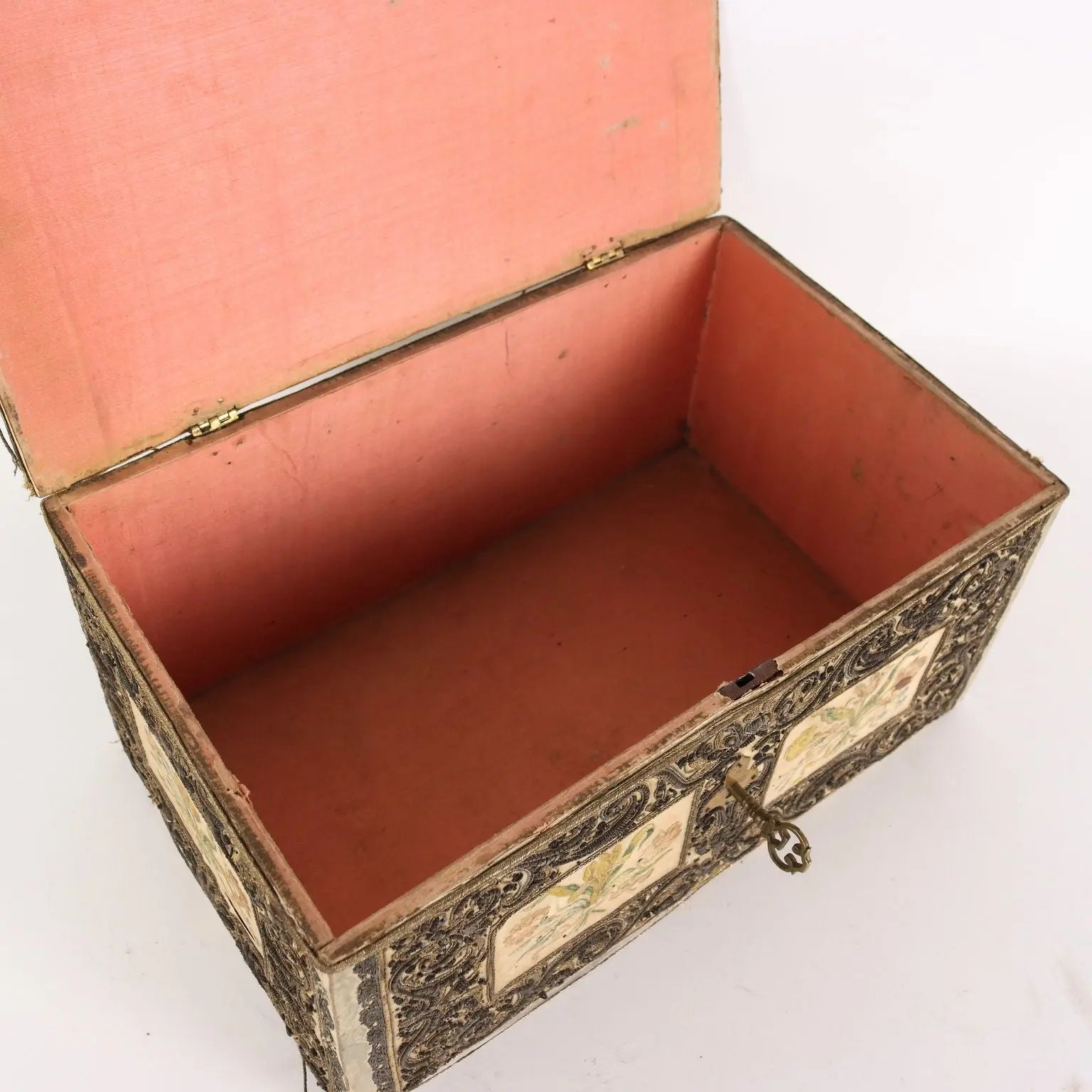 Antique Casket Wood Fabric Beads Europe XIX Century - Europe, Late XIX Century | Antiques | Fancy Goods