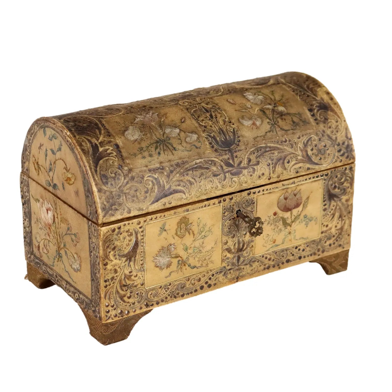 Antique Casket Wood Painted Parchment Italy XIX-XX Century - Italy, XIX-XX Century | Antiques | Fancy Goods