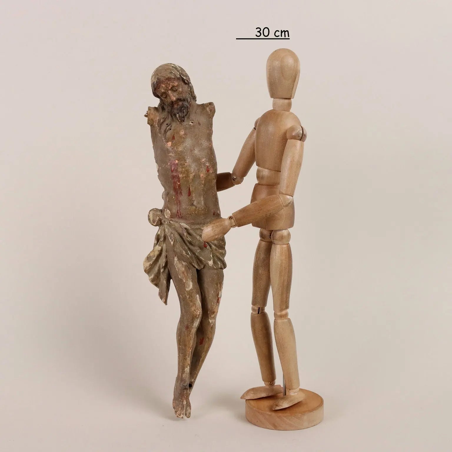 Antique Crucifix Lacquered and Carved Wood Italy XVIII Century - Italy, XVIII Century | Antiques | Fancy Goods