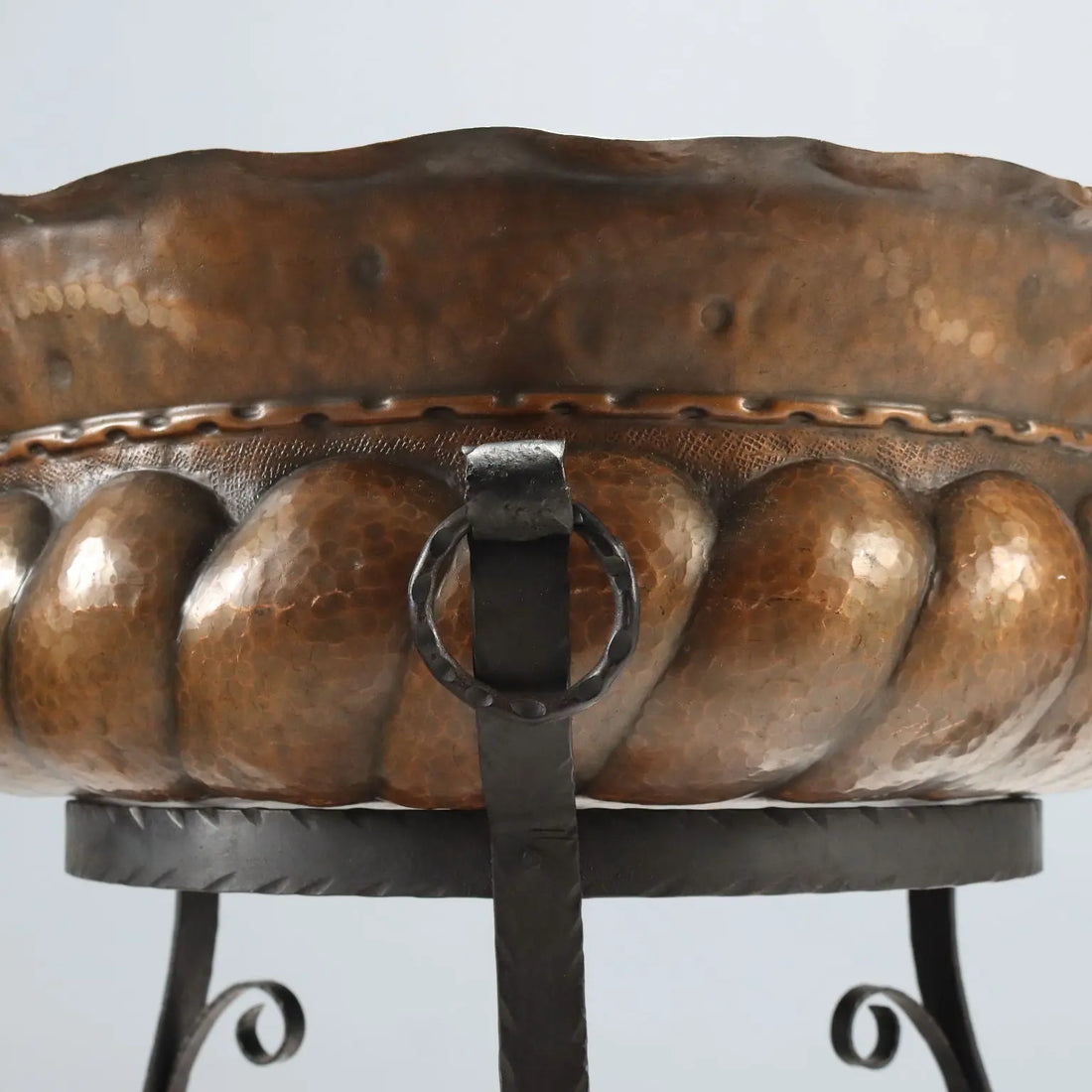 Mid-Century Iron and Copper Tripod Planter